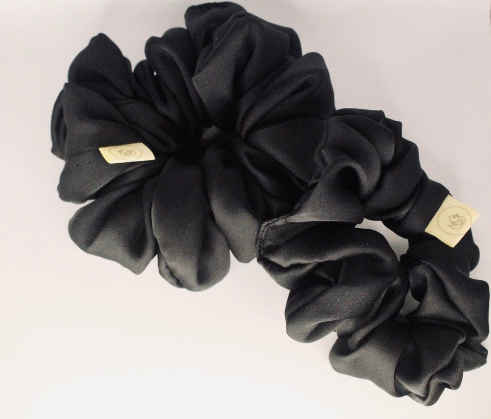 Black Luxury Satin Regular Hair Scrunchie
