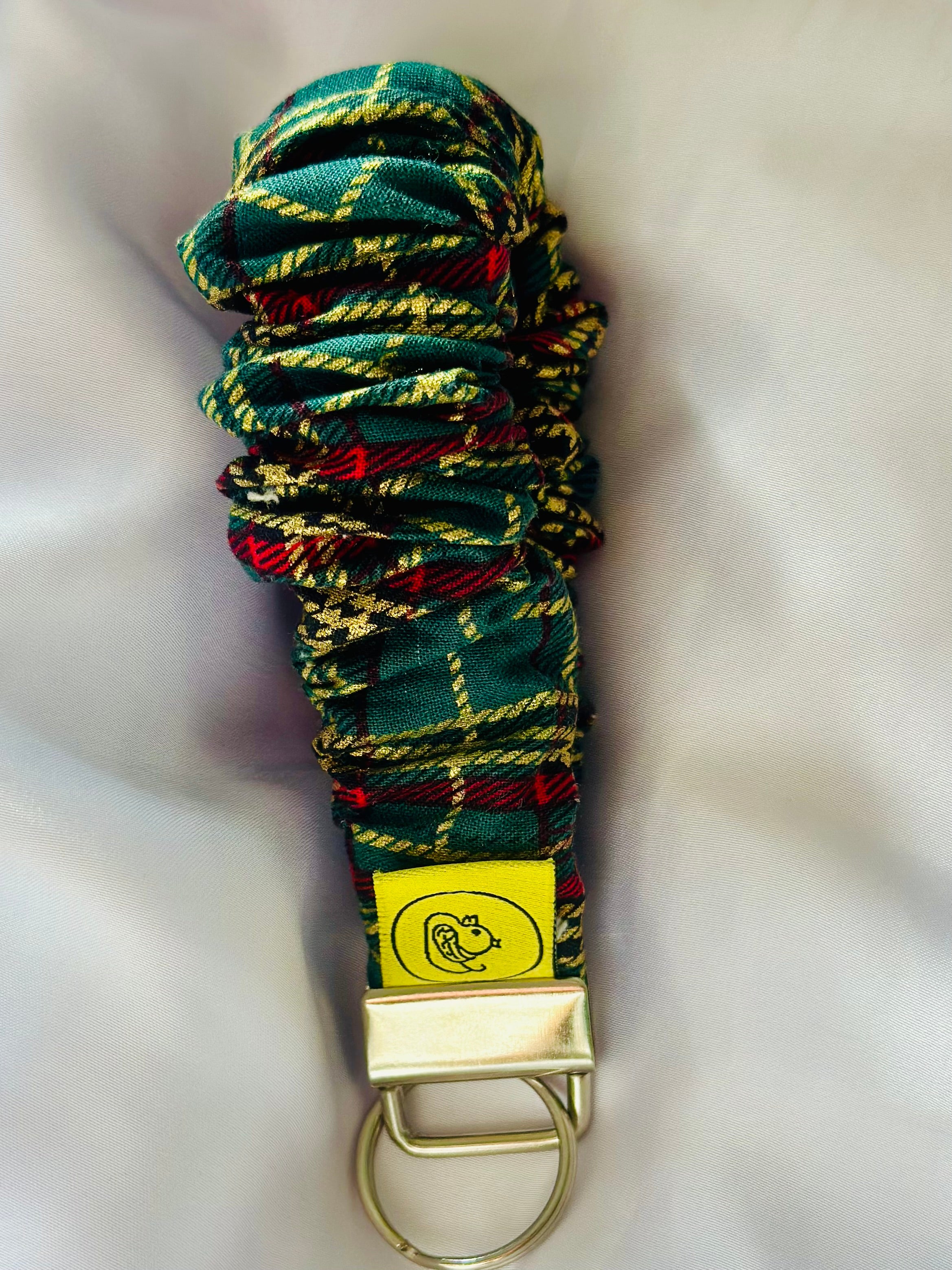 Green and Gold Tartan Scrunkey