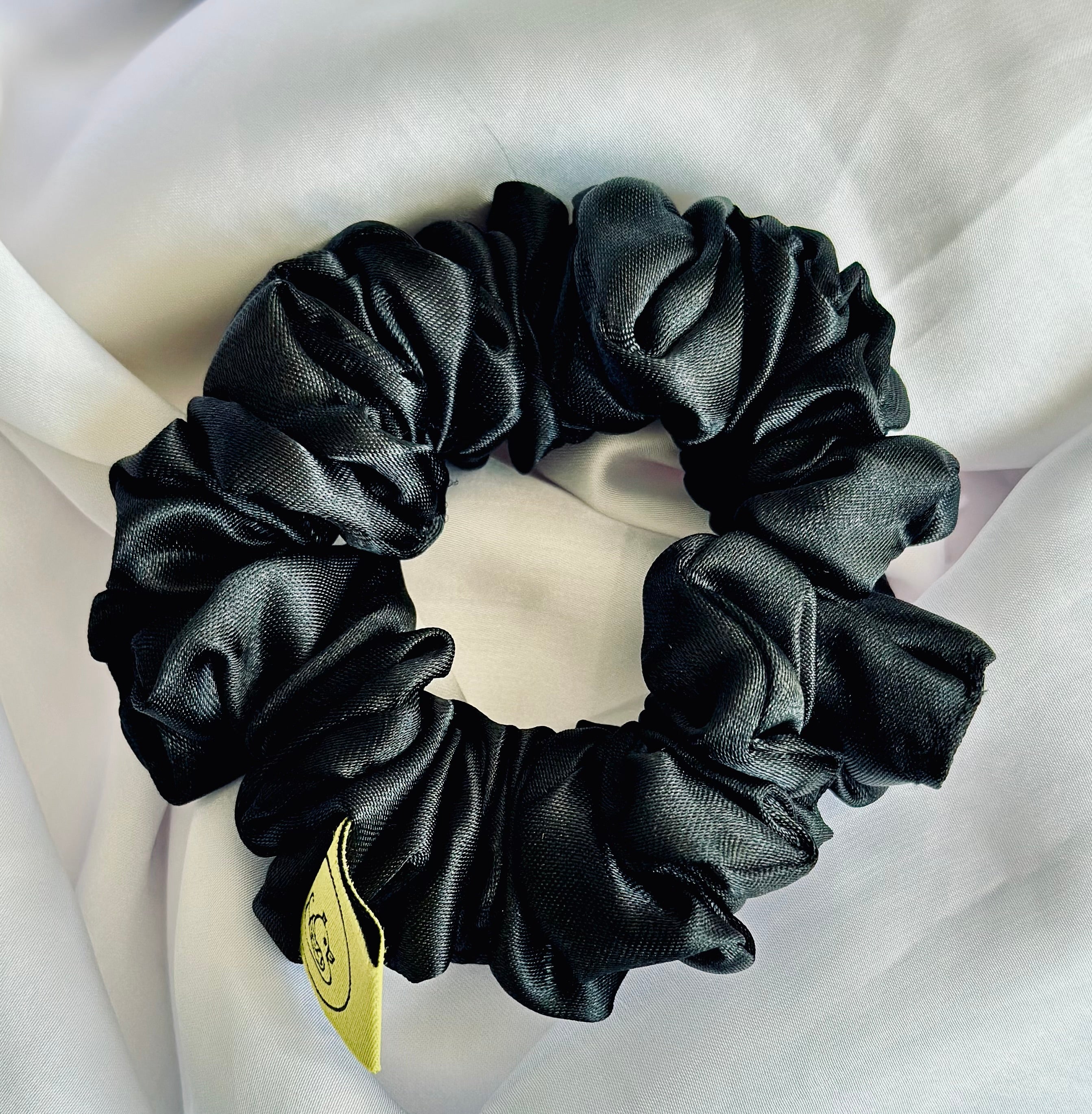 Black Mini satin hair scrunchie