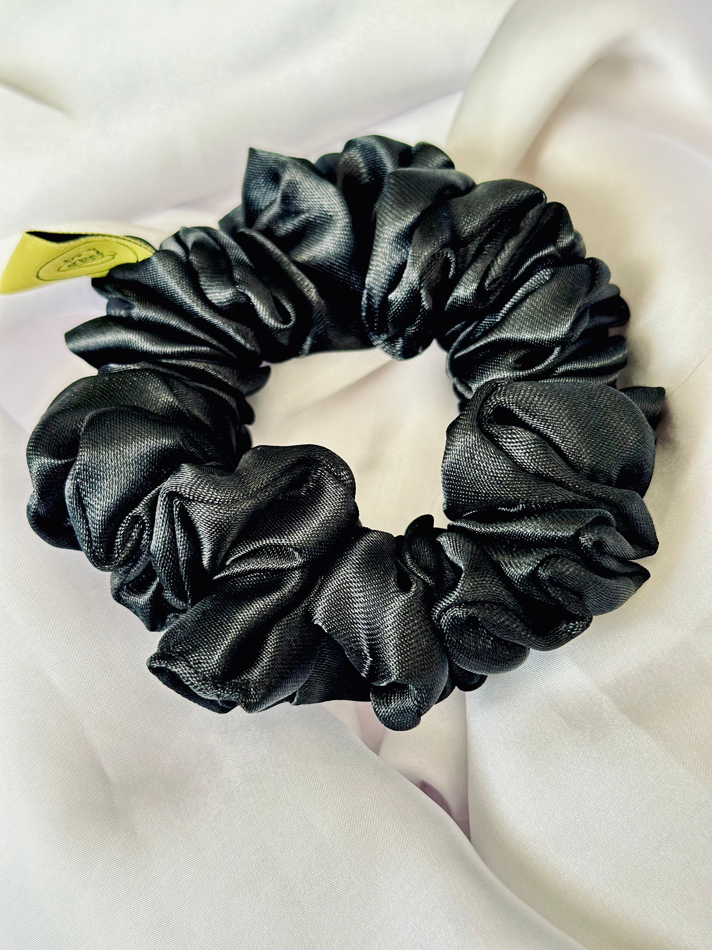 Black Mini satin hair scrunchie