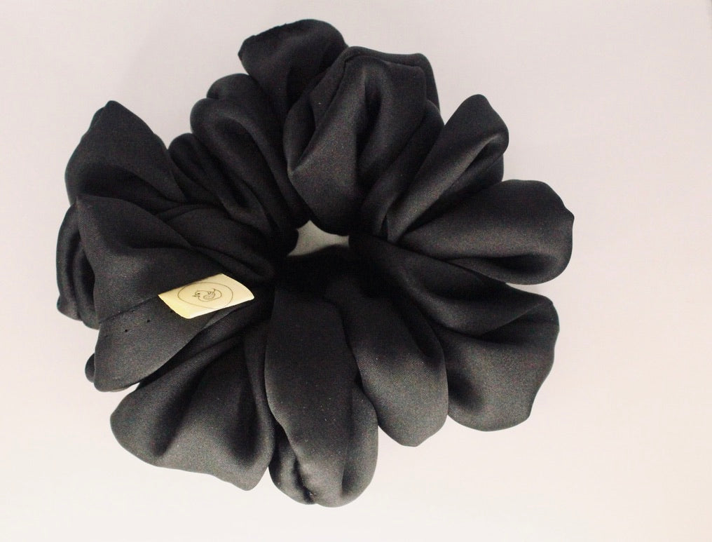 Black Luxury Satin Regular Hair Scrunchie