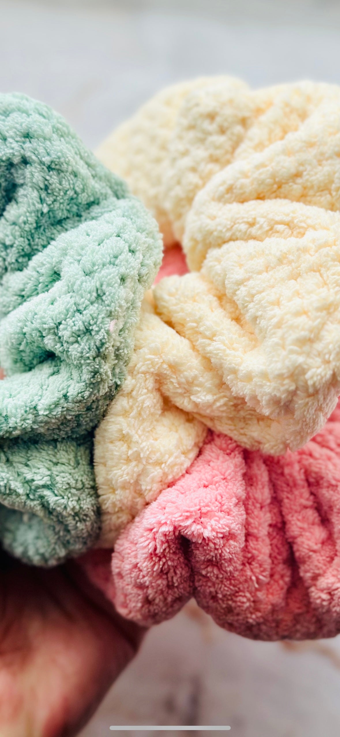 Yellow Microfibre towelling hair scrunchie