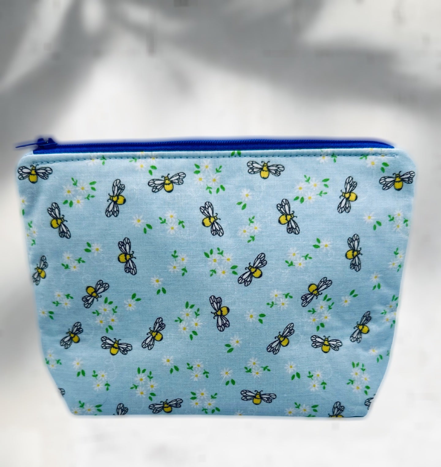 Blue Buzzy Bees cosmetic make up bag