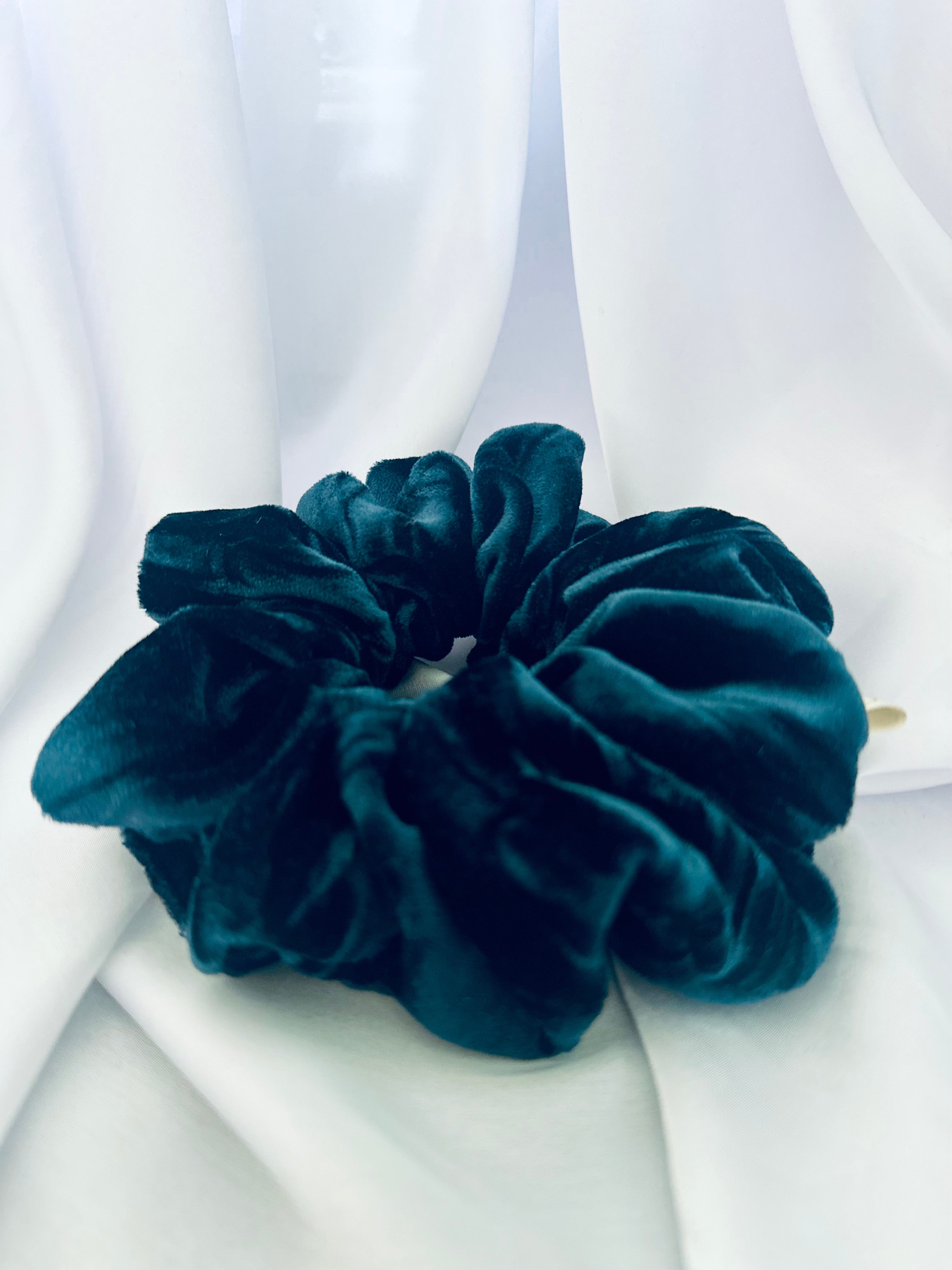 Midnight Blue crushed velvet hair scrunchie