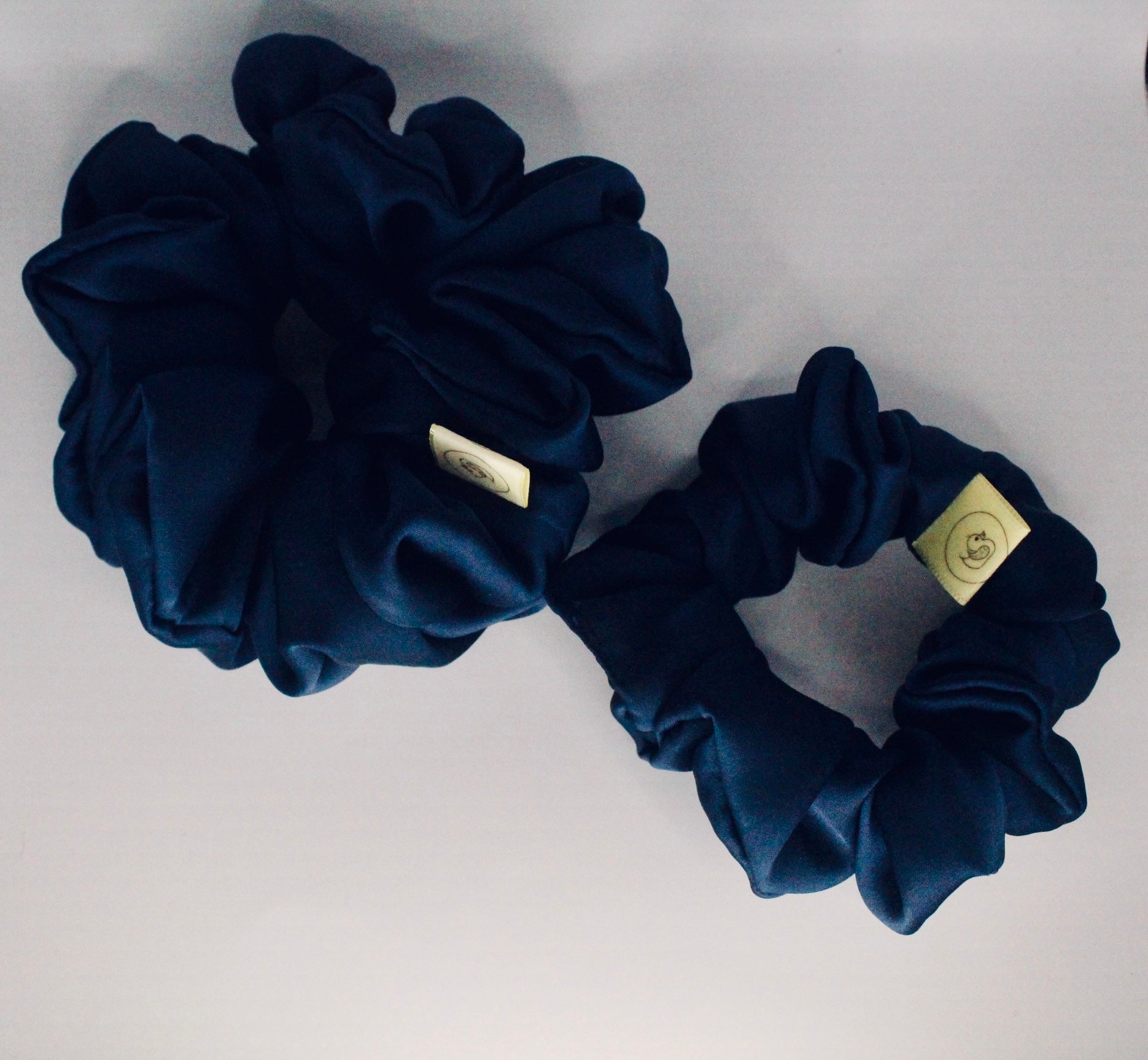 Navy Blue Satin Large Hair Scrunchie