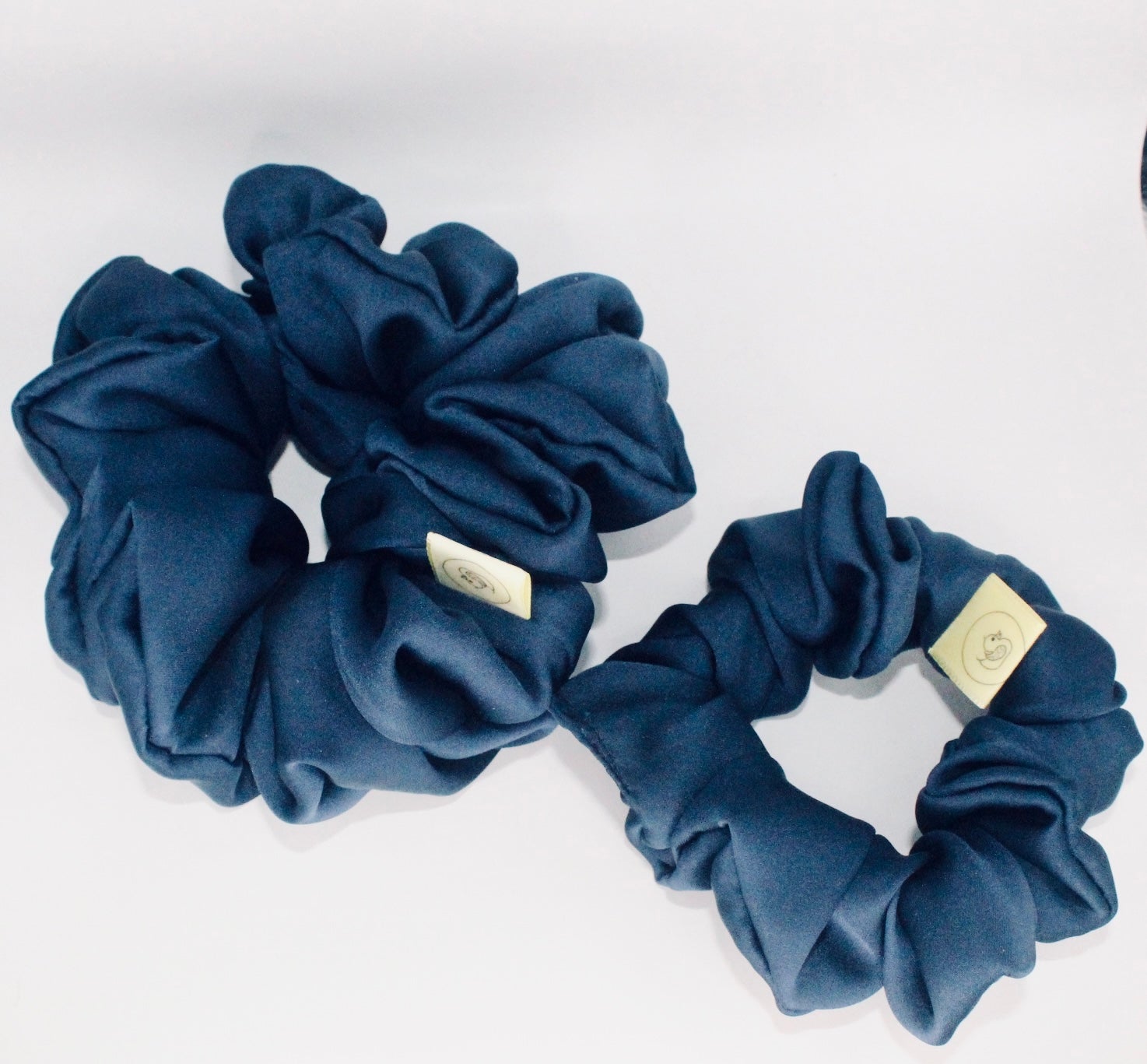 Navy Blue Satin Large Hair Scrunchie