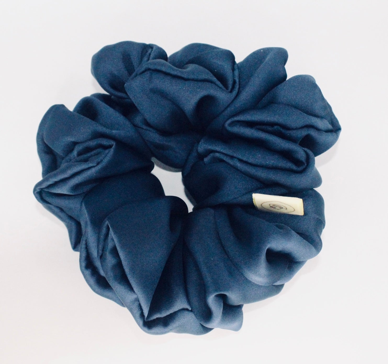 Navy Blue Satin Large Hair Scrunchie
