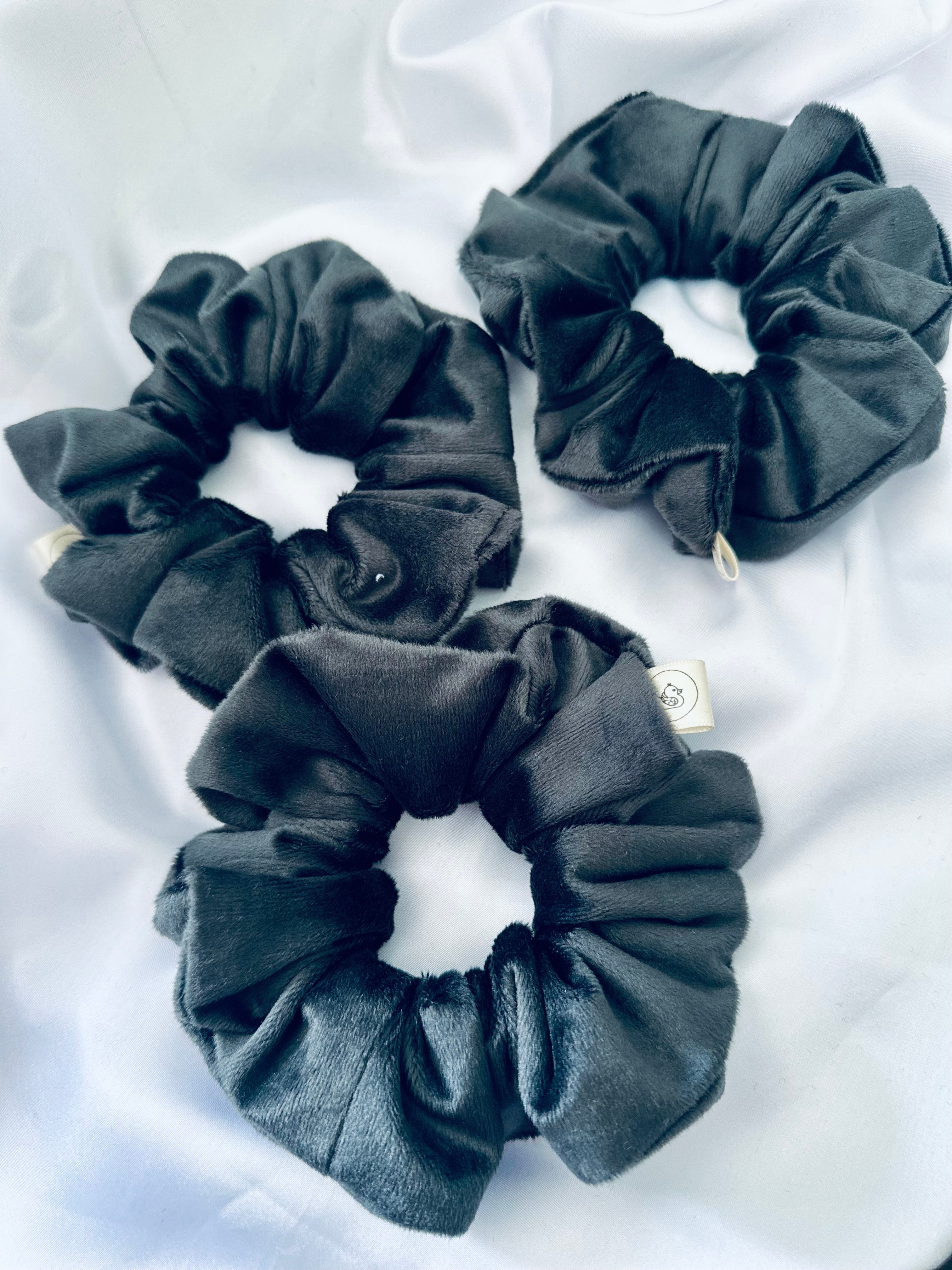 Slate Grey Velour Hair Scrunchie