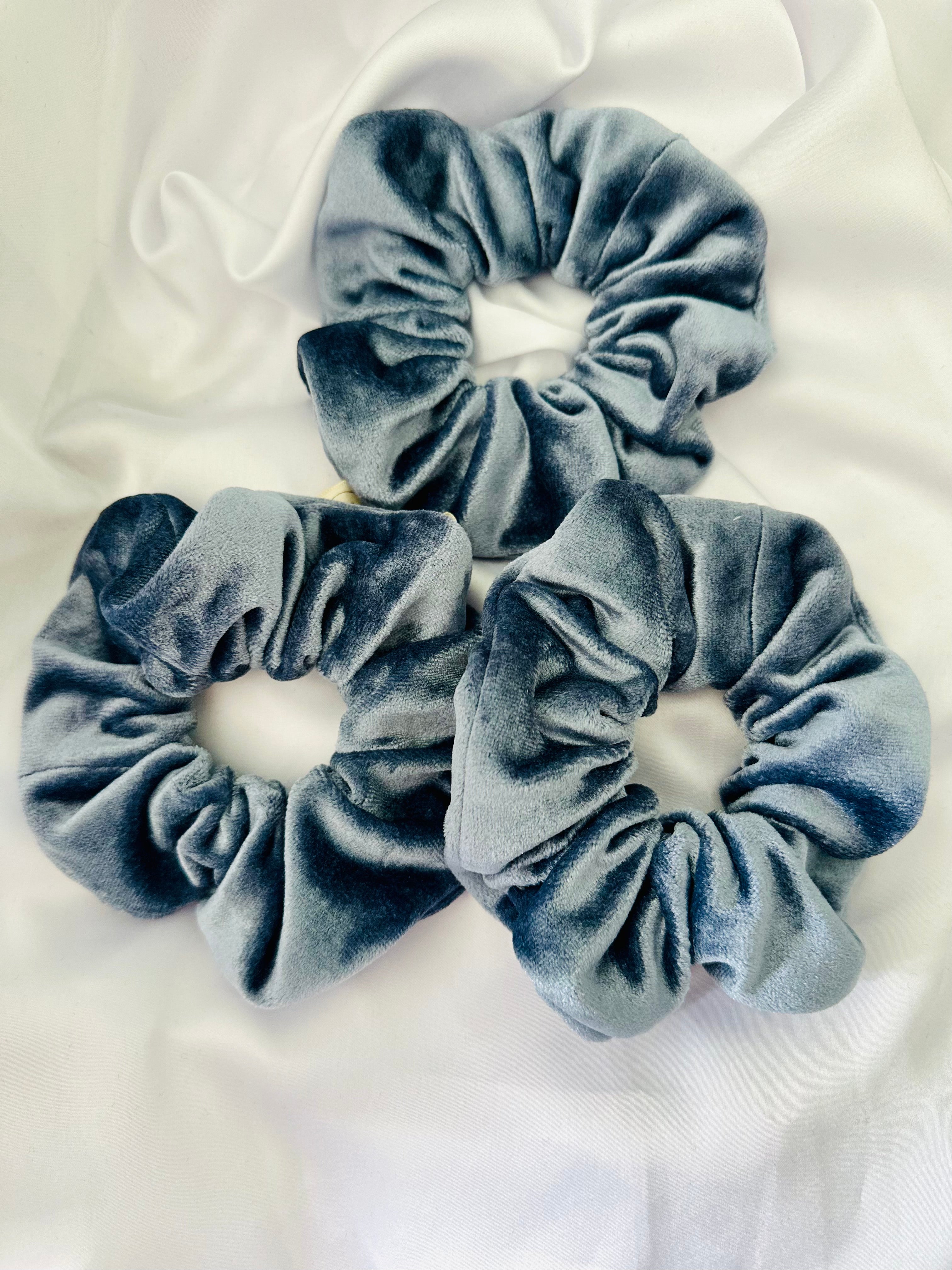 Silver Grey Velour Hair Scrunchie