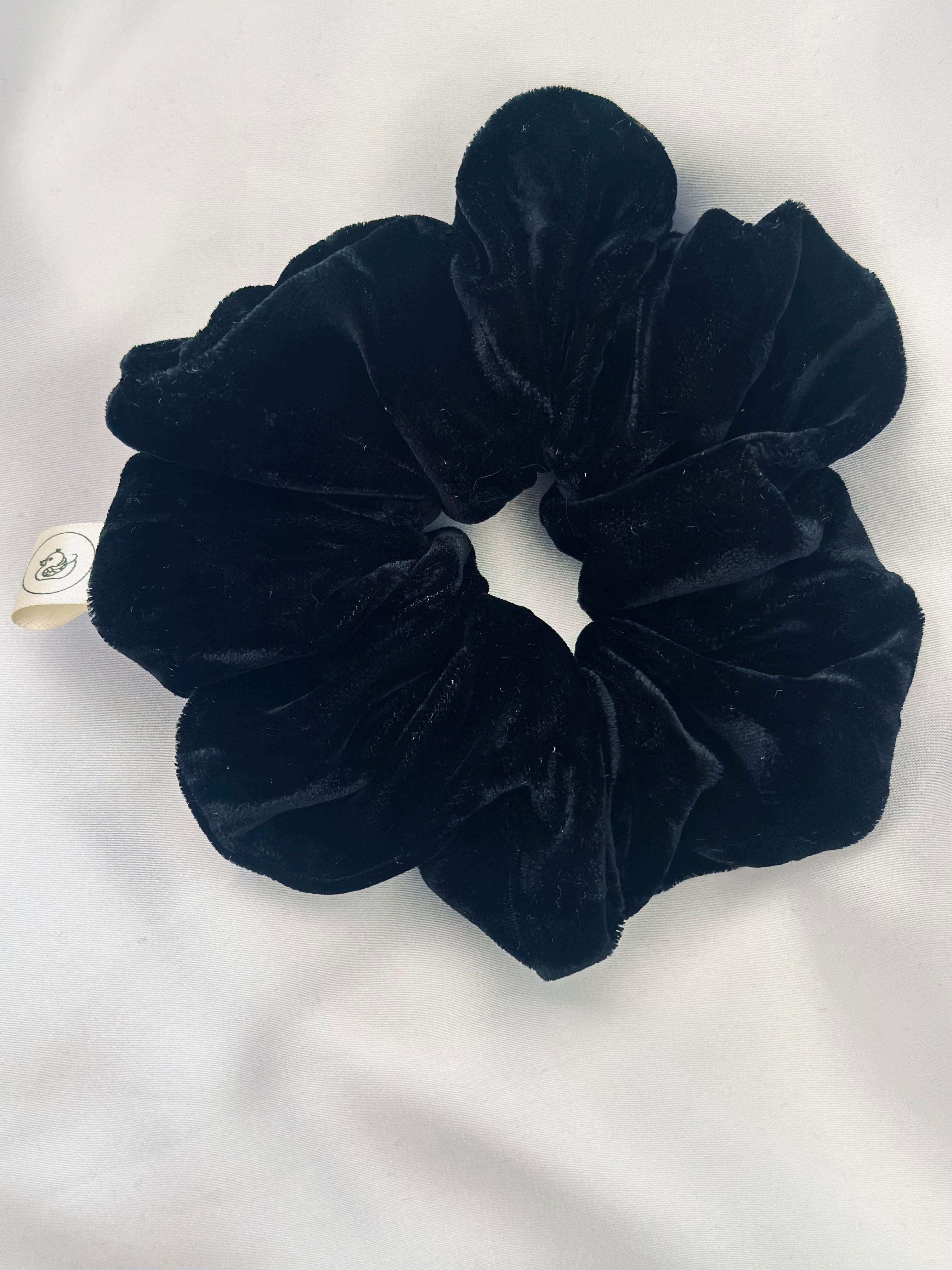 Black crushed velvet hair scrunchie