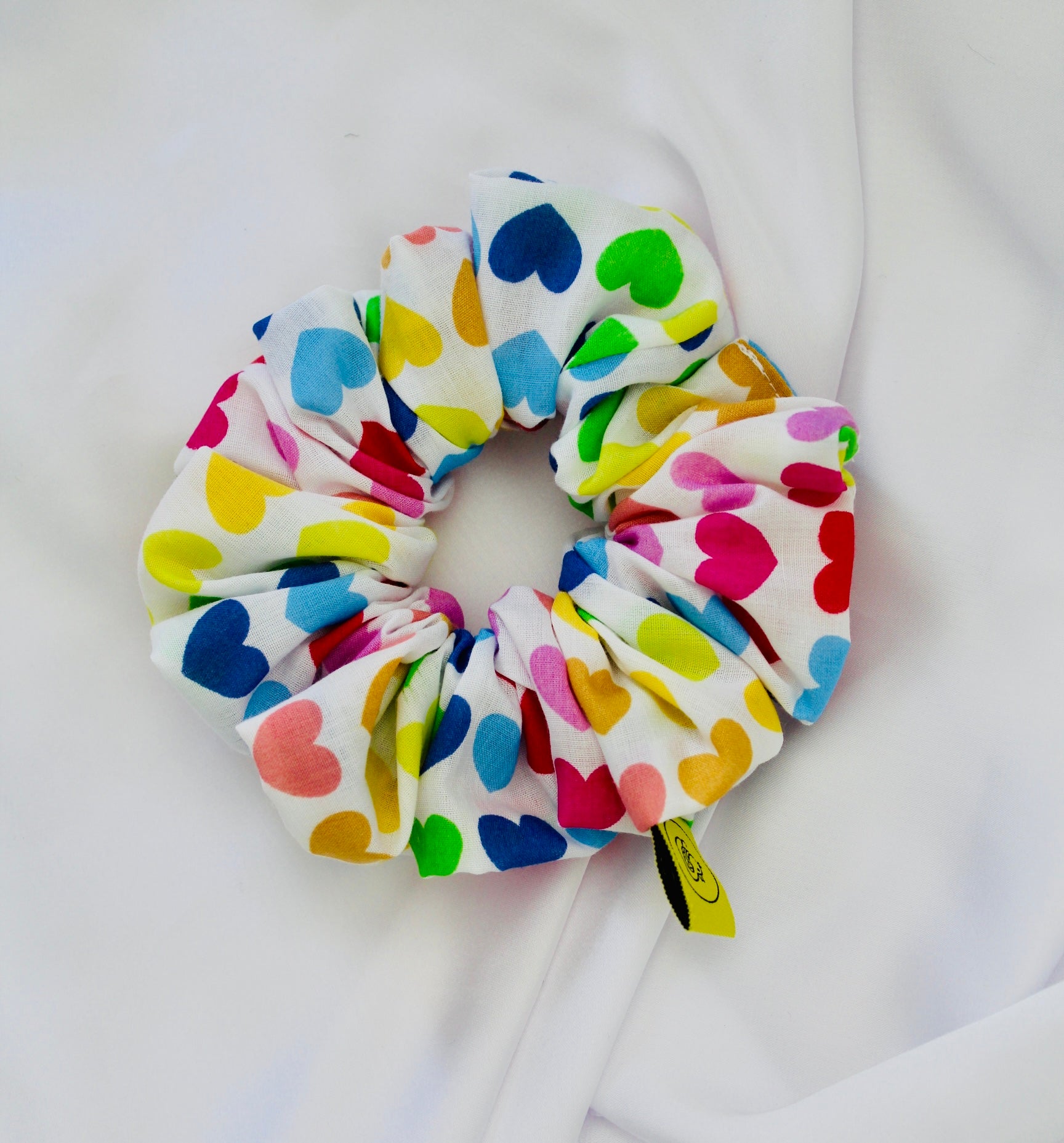 Rainbow Heart hair scrunchie