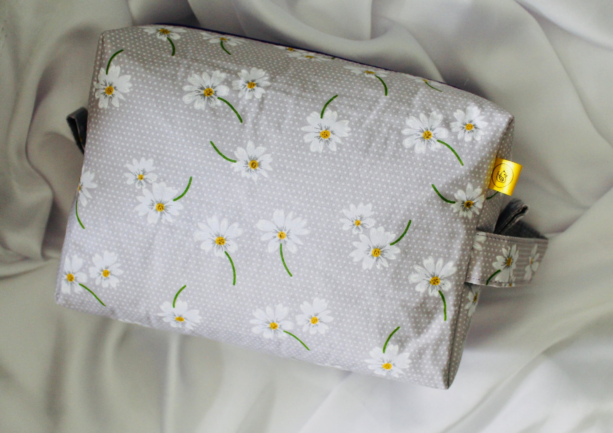 Lilac Purple Daisy Box cosmetic makeup bag Large