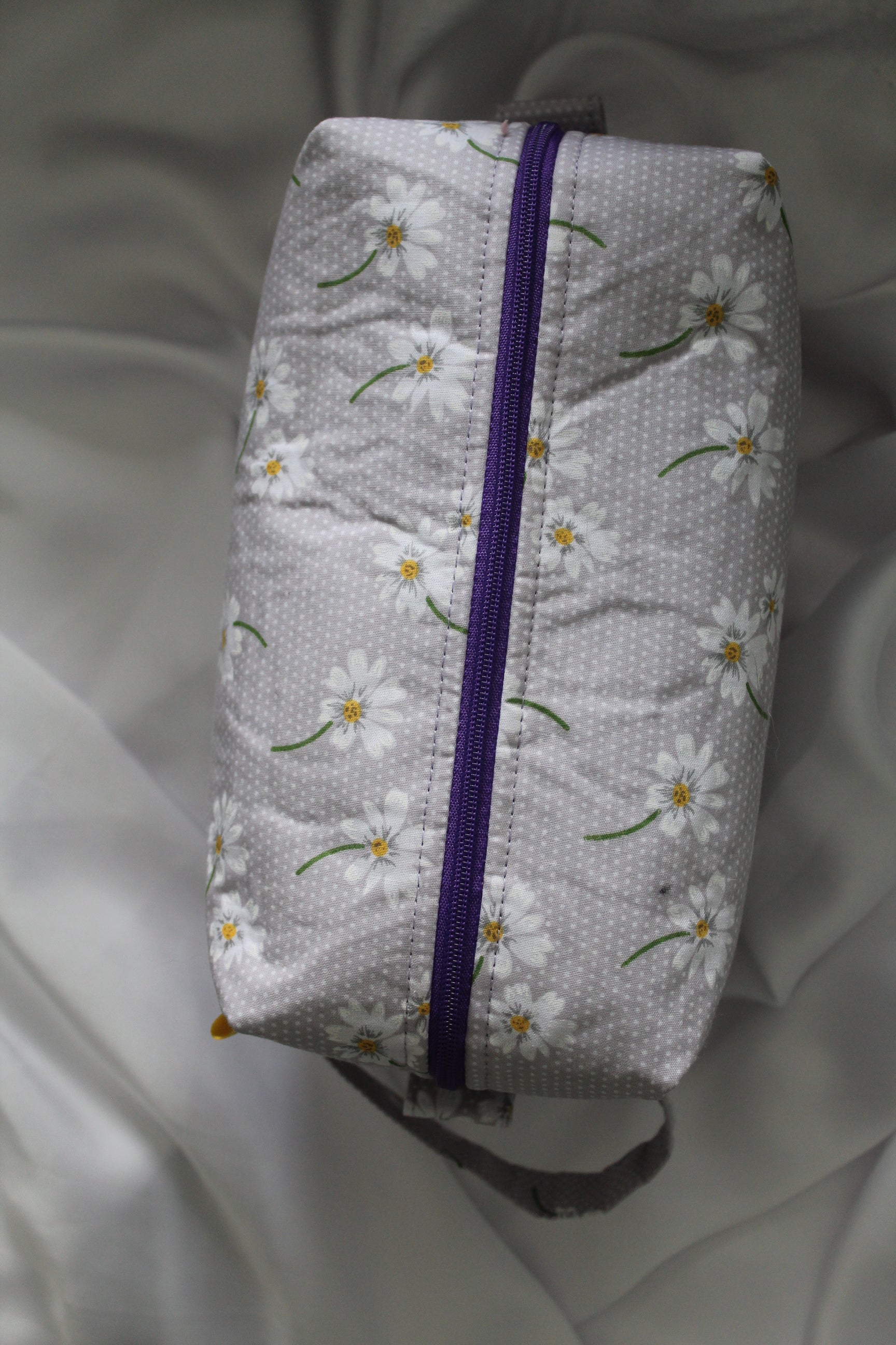 Lilac Purple Daisy Box cosmetic makeup bag Large