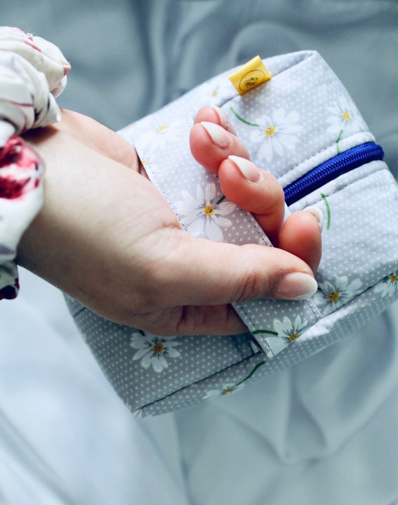 Lilac Purple Daisy Box cosmetic makeup bag Large