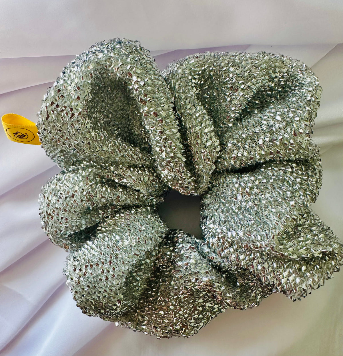 Silver Tinsel Hair Scrunchie