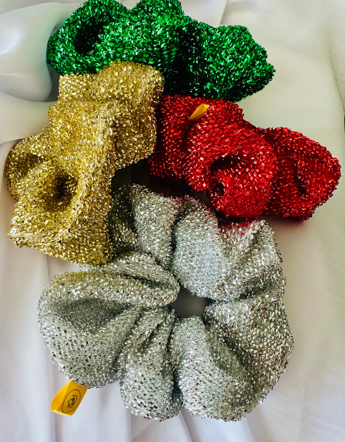 Silver Tinsel Hair Scrunchie
