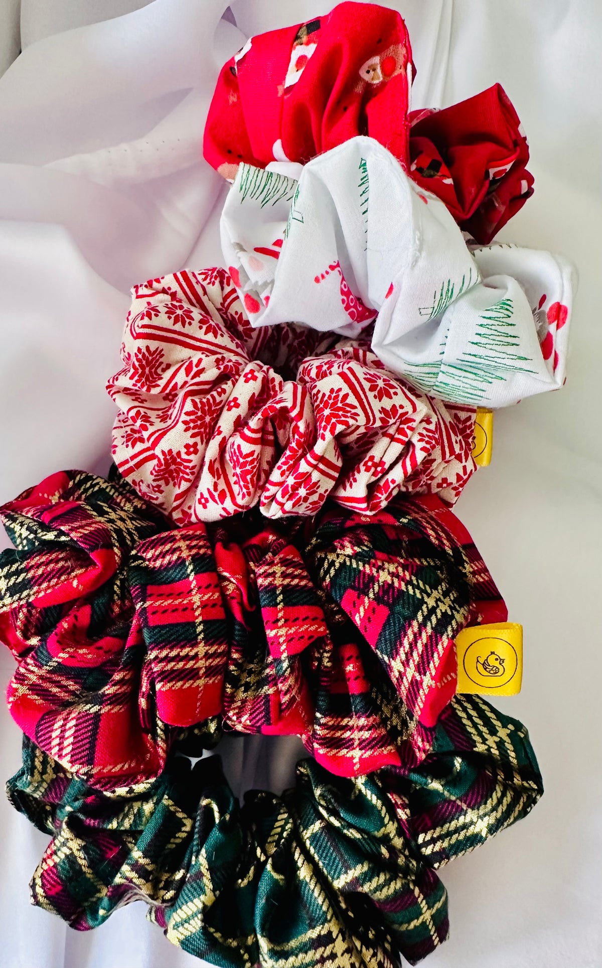 Red and Gold Tartan Hair Scrunchie