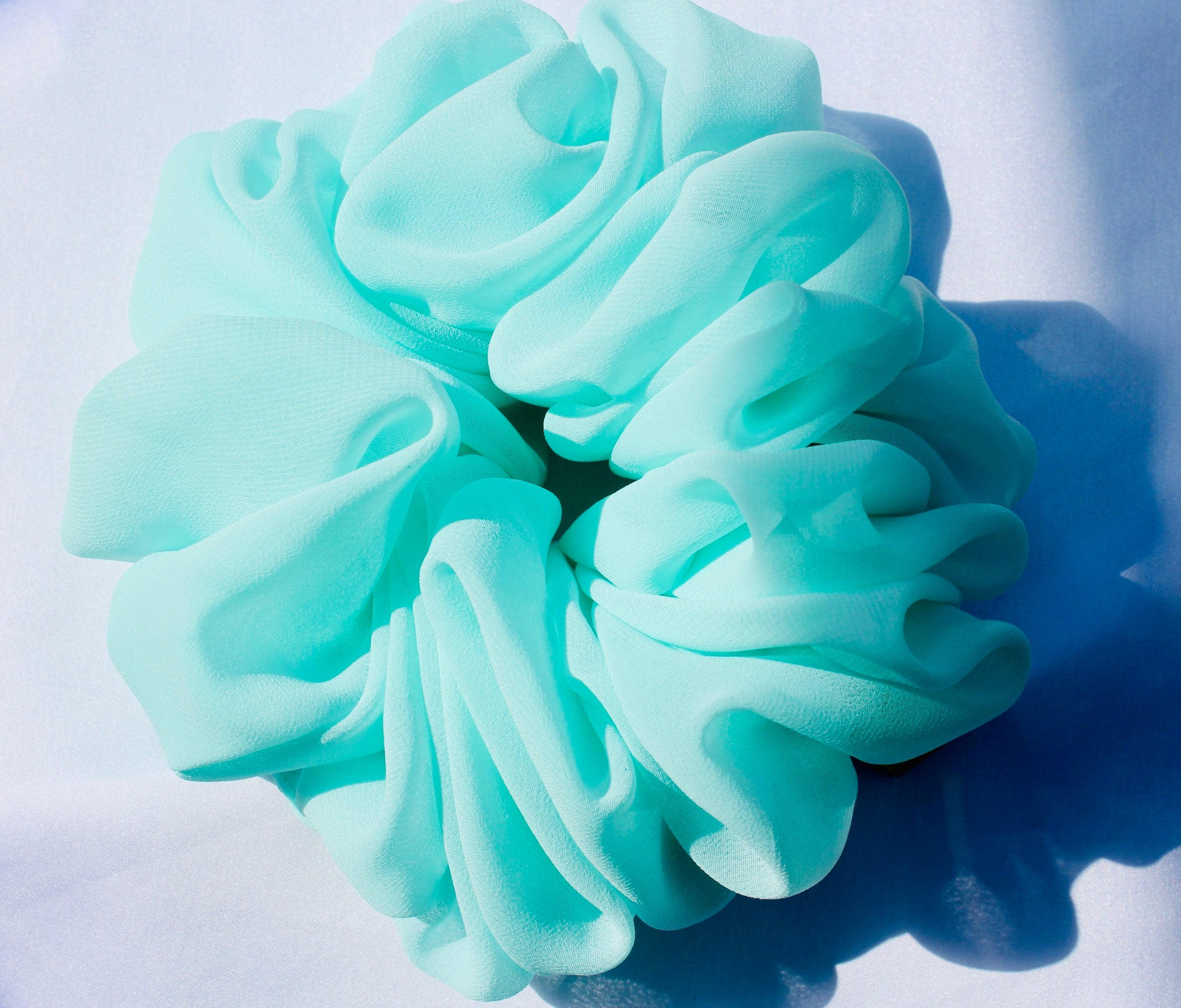 Peppermint Cream Chiffon Large hair scrunchie