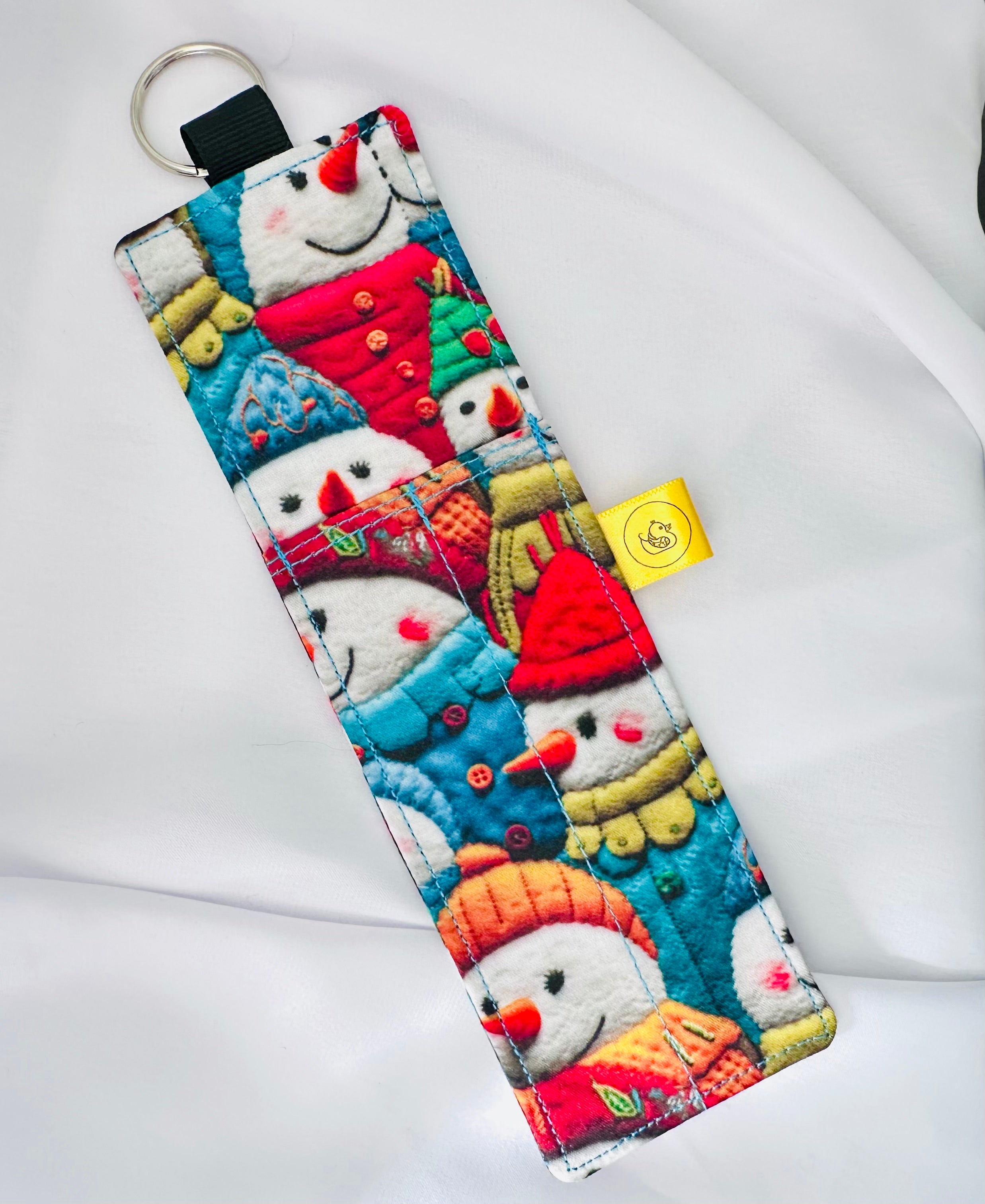 Snowman Fabric Landyard Double Pen Holder