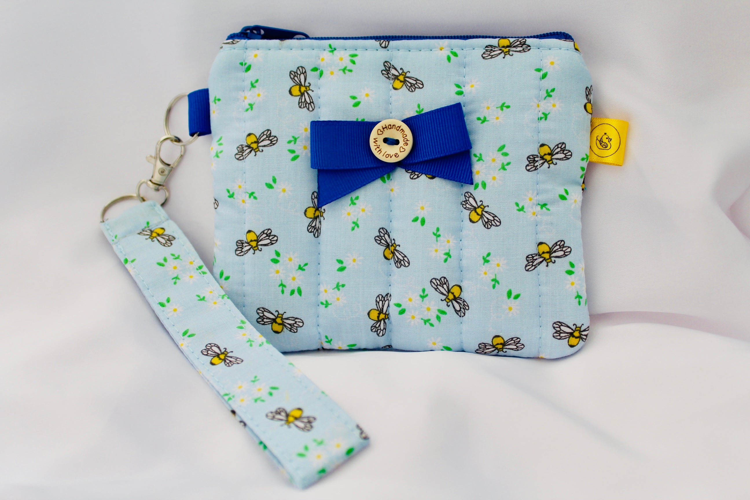 Blue Buzzy Bees Purse and wrist strap