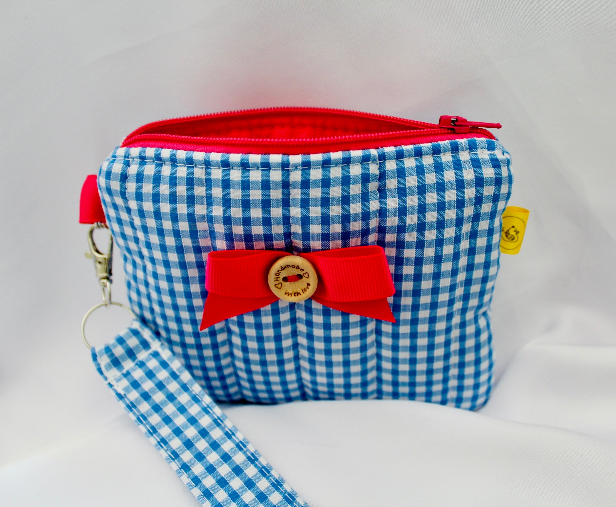 Blue Gingham Purse and wrist strap