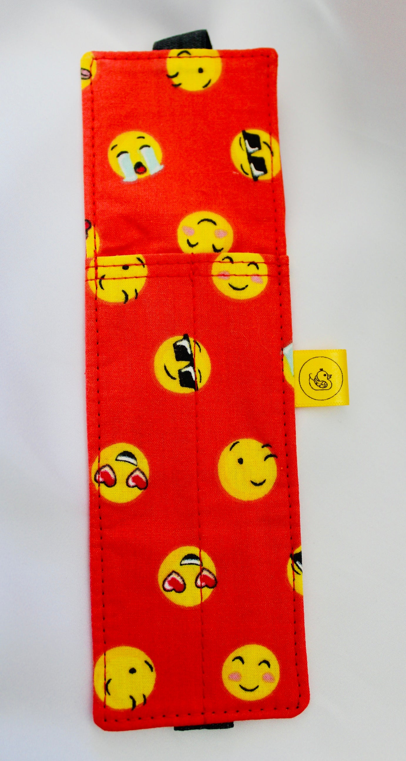 Red Emojis Elastic Notebook Double Pen Holder