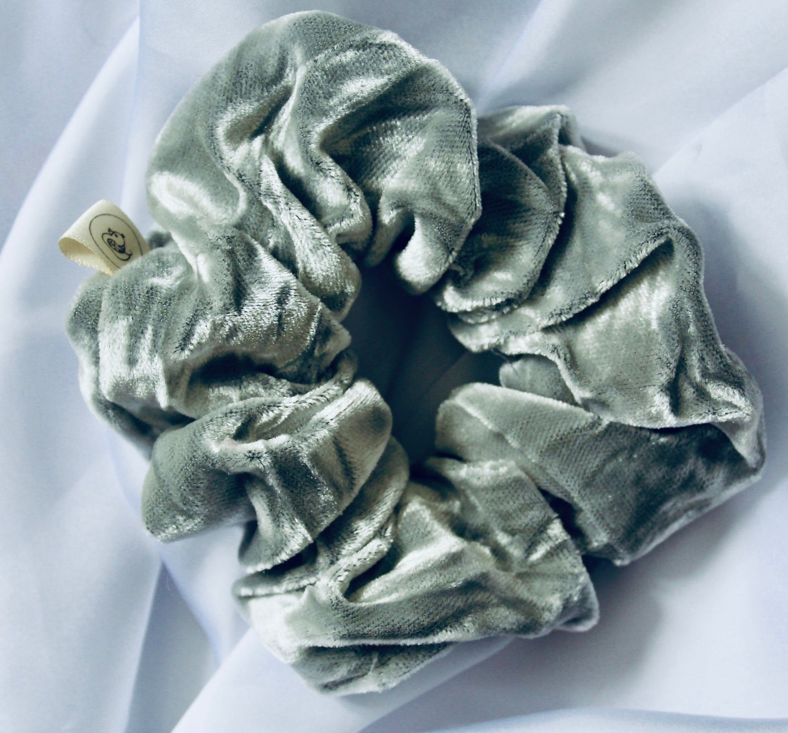 Silver crushed velvet hair scrunchie