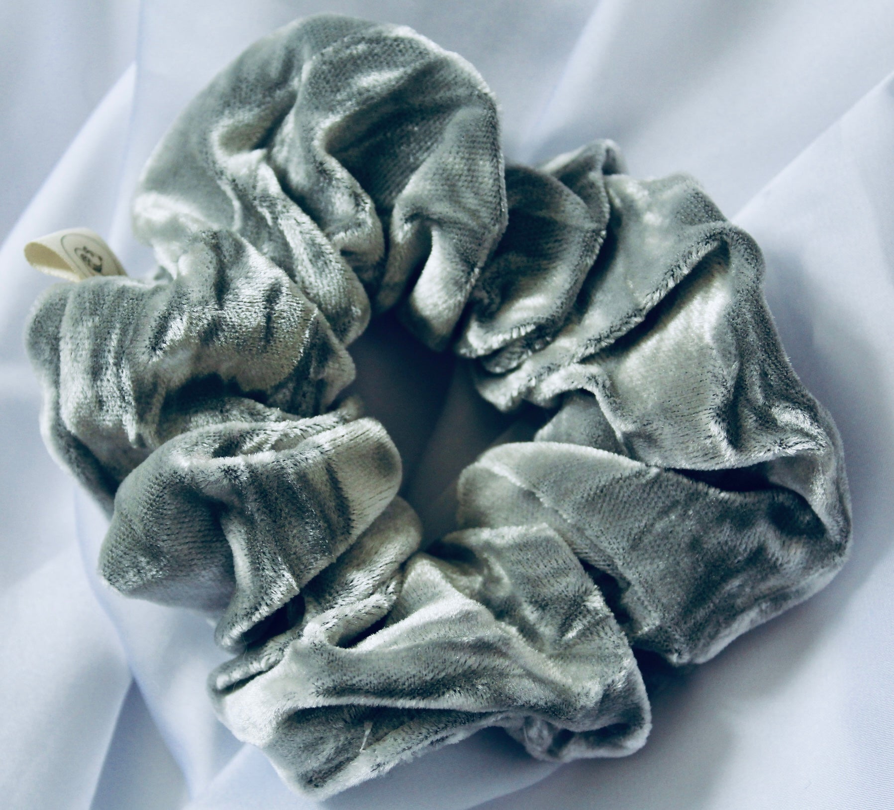 Silver crushed velvet hair scrunchie