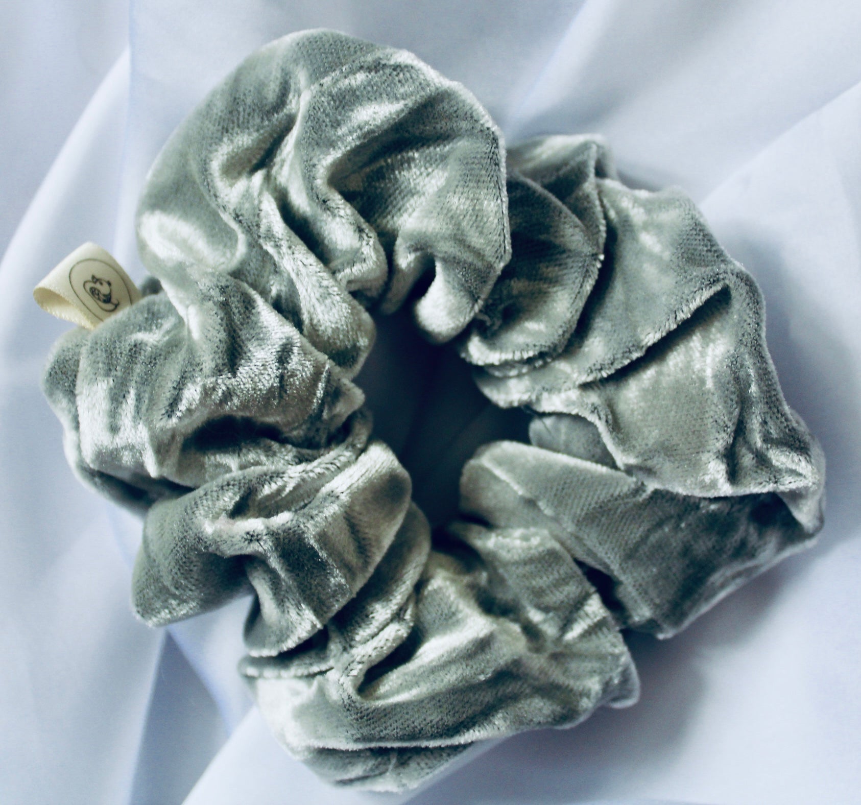 Silver crushed velvet hair scrunchie