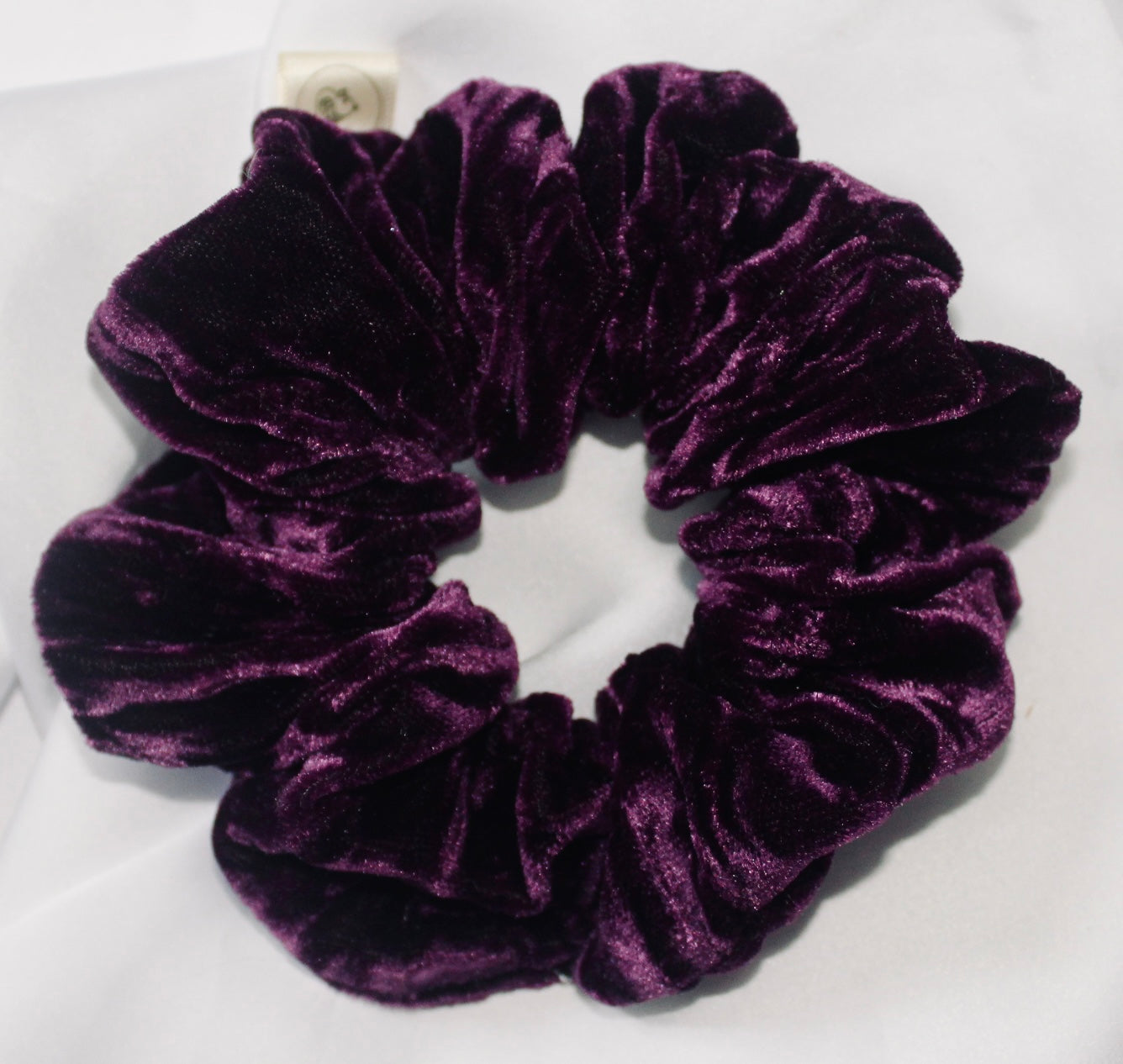 Purple crushed velvet hair scrunchie