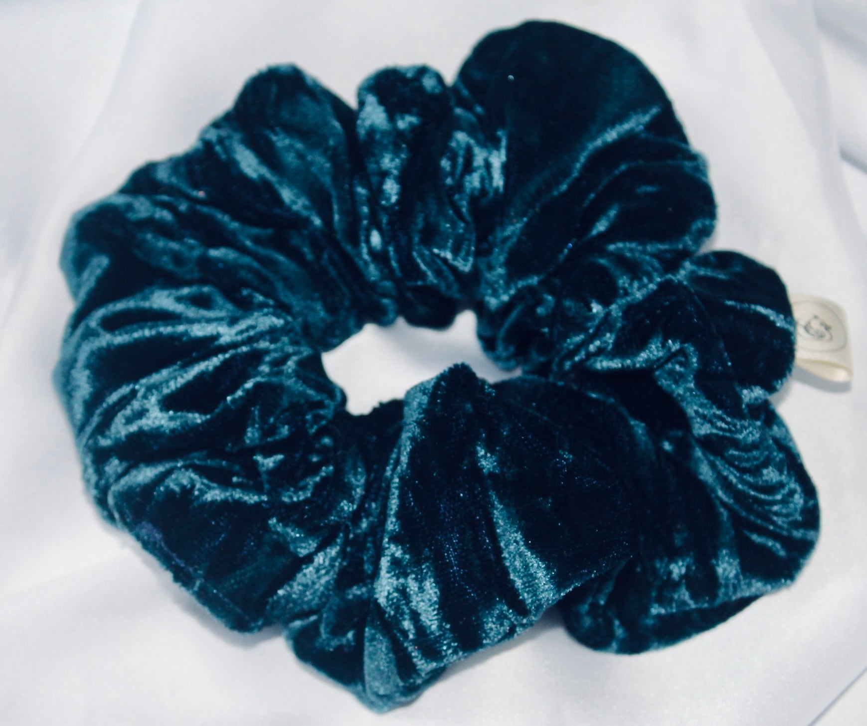 Midnight Blue crushed velvet hair scrunchie