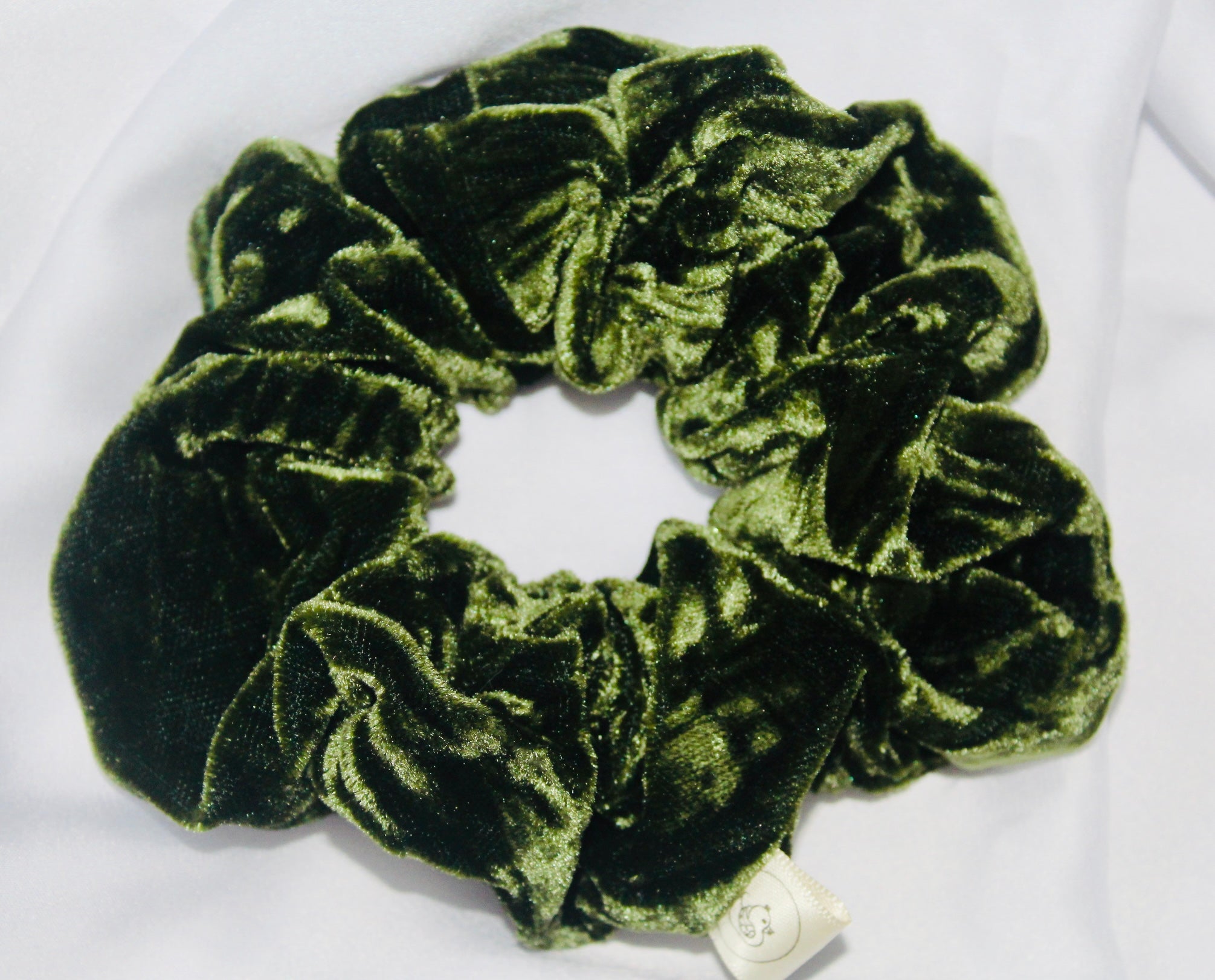 Forest Green crushed velvet hair scrunchie