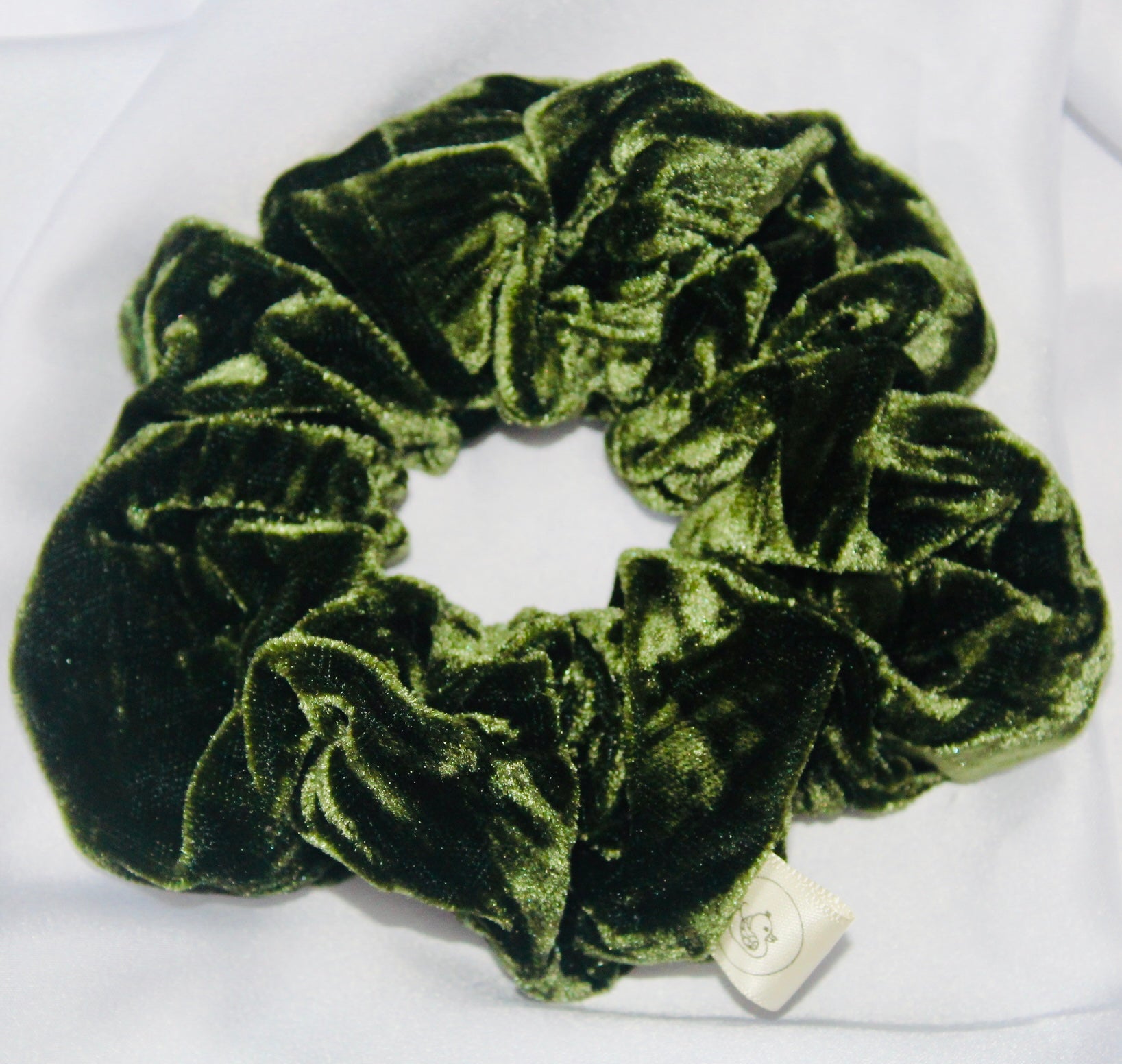 Forest Green crushed velvet hair scrunchie