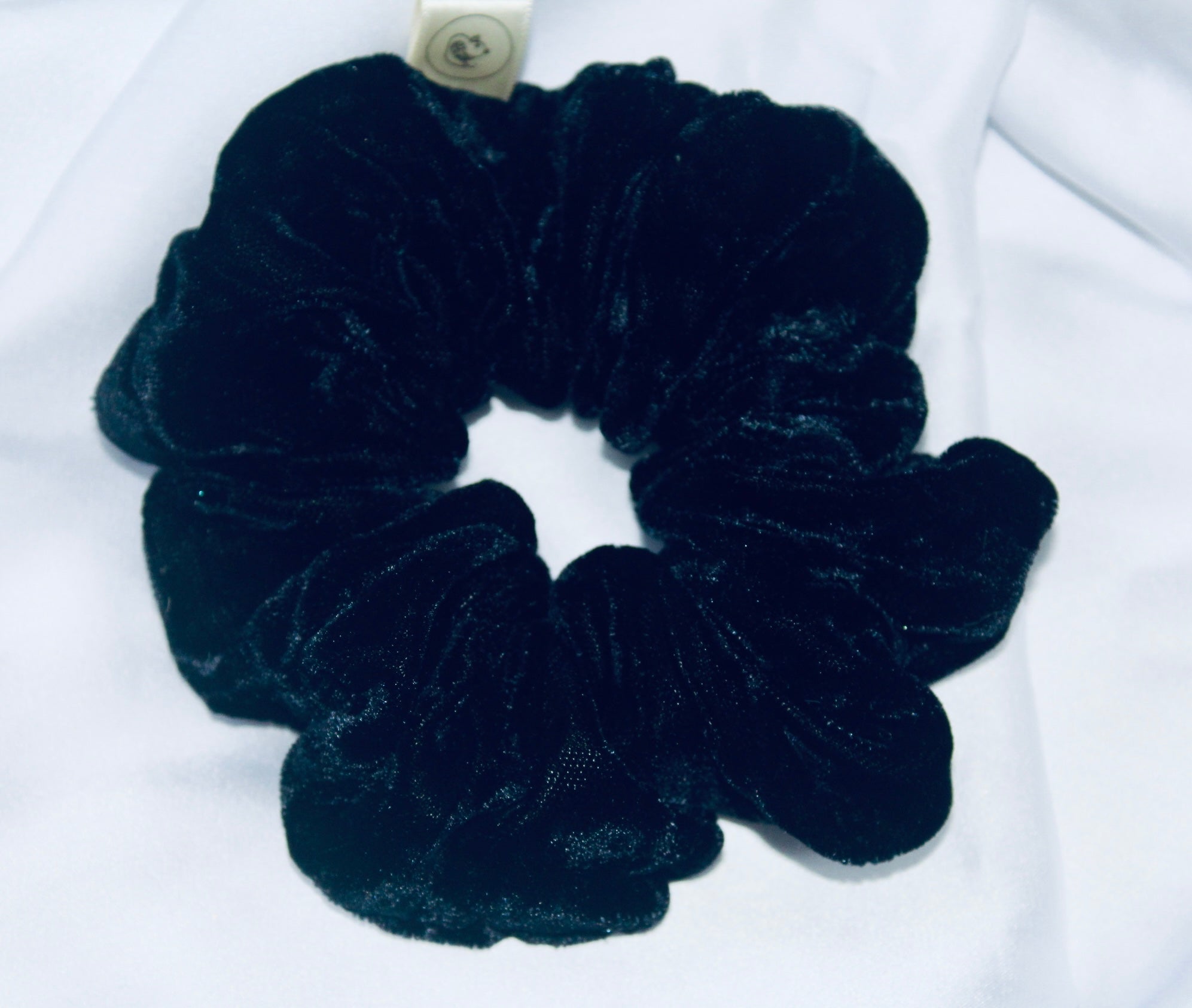 Black crushed velvet hair scrunchie
