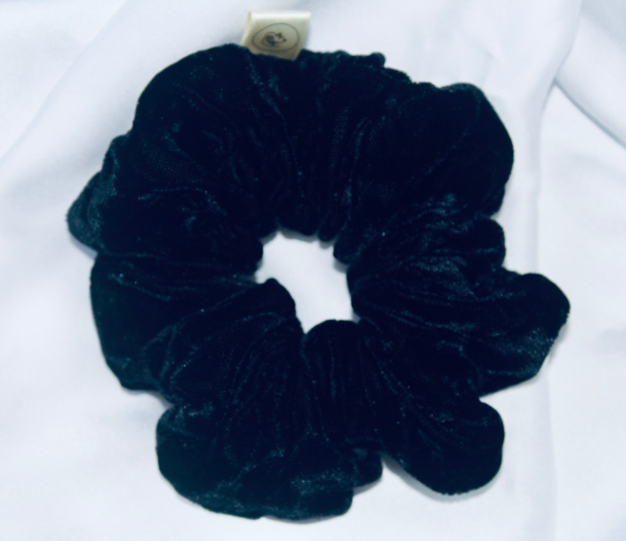 Black crushed velvet hair scrunchie