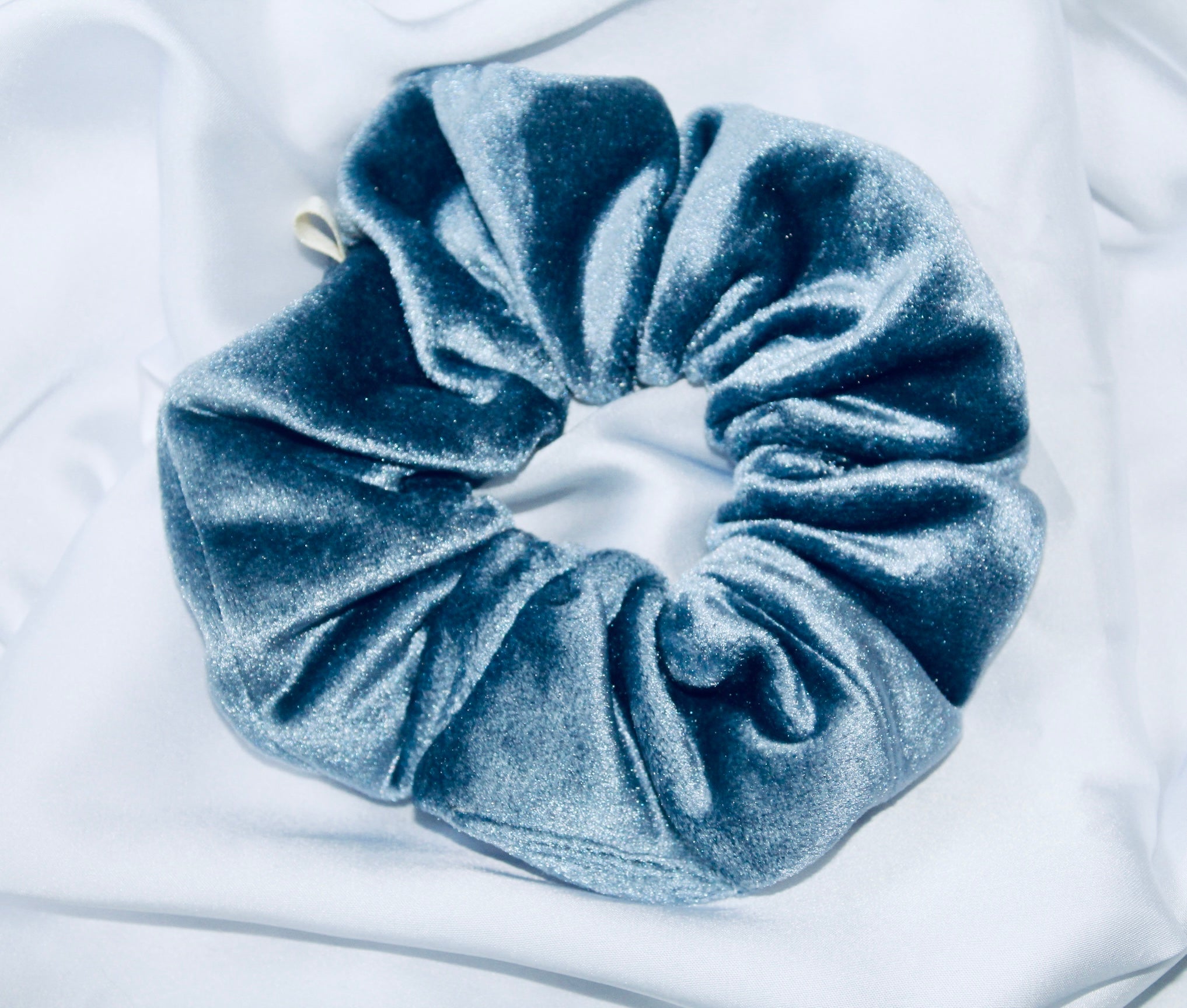 Silver Grey Velour Hair Scrunchie