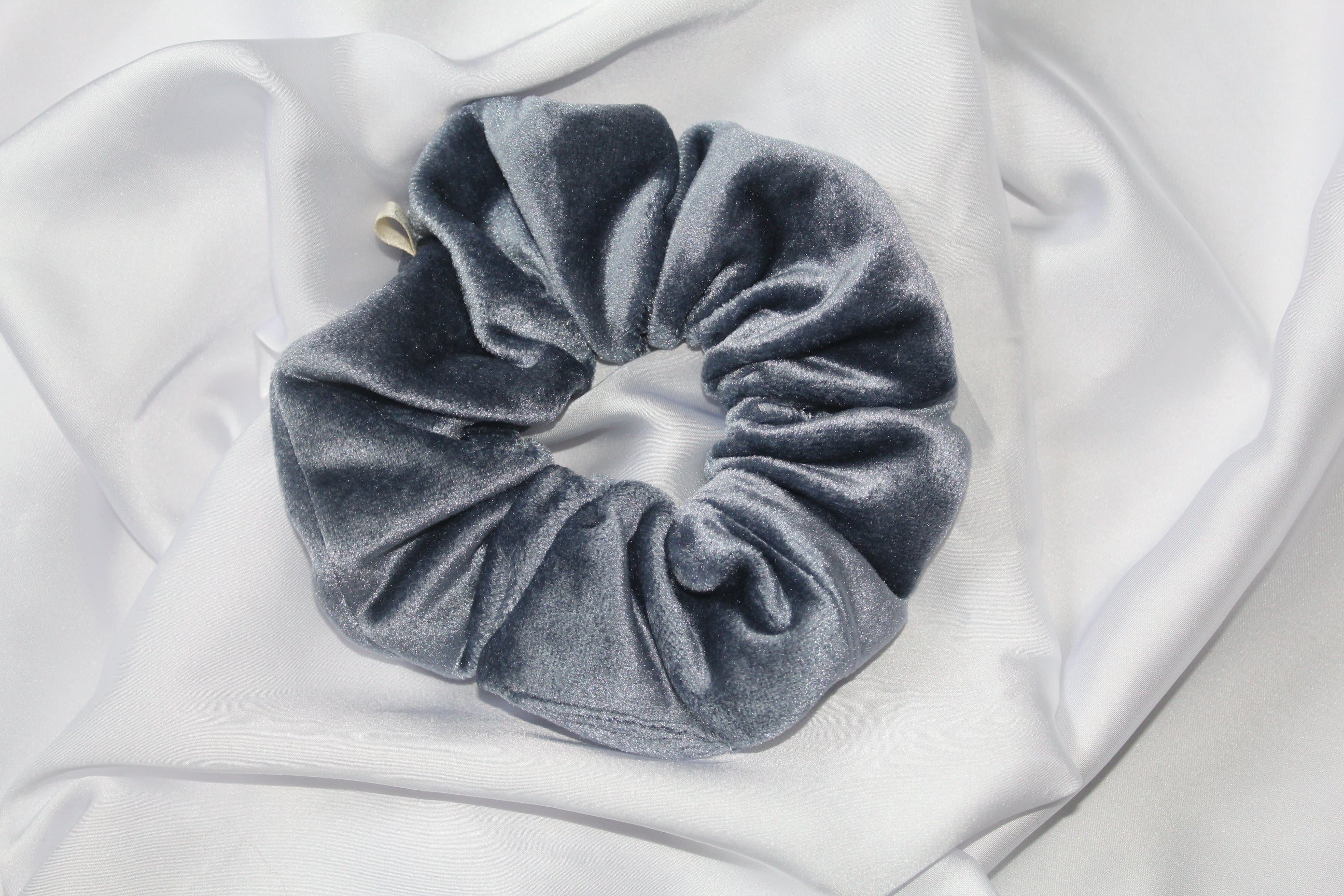 Silver Grey Velour Hair Scrunchie