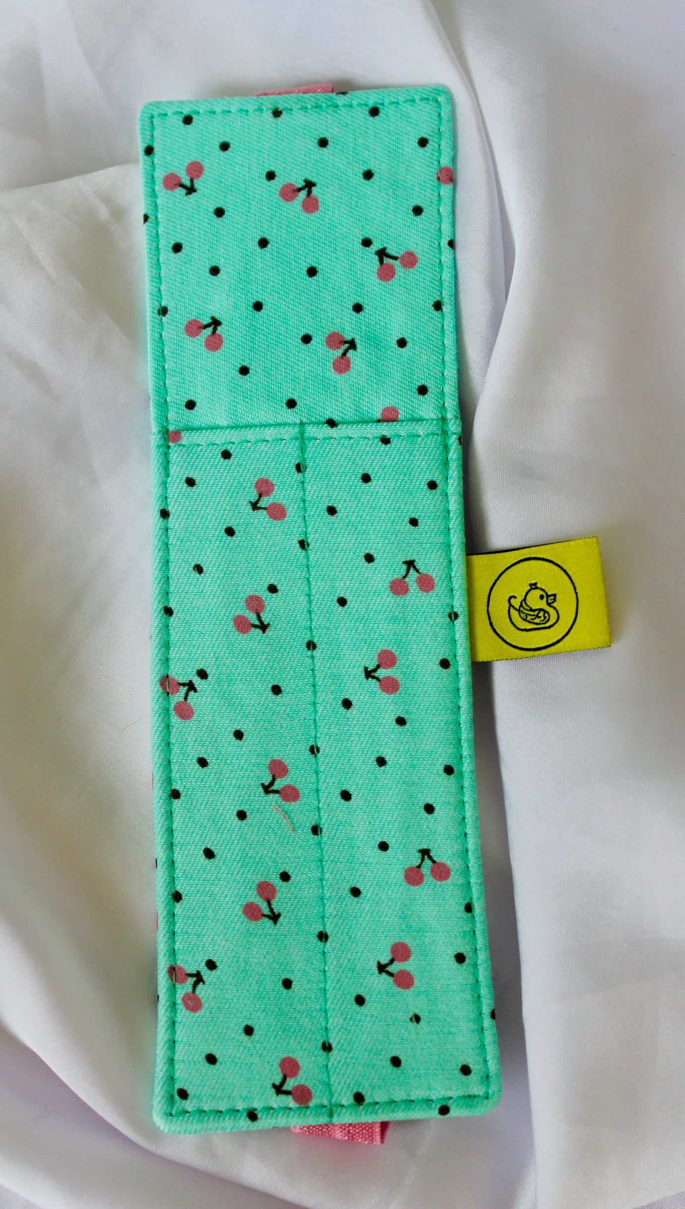 Green polka dot and Cherries Elastic Notebook Double Pen Holder