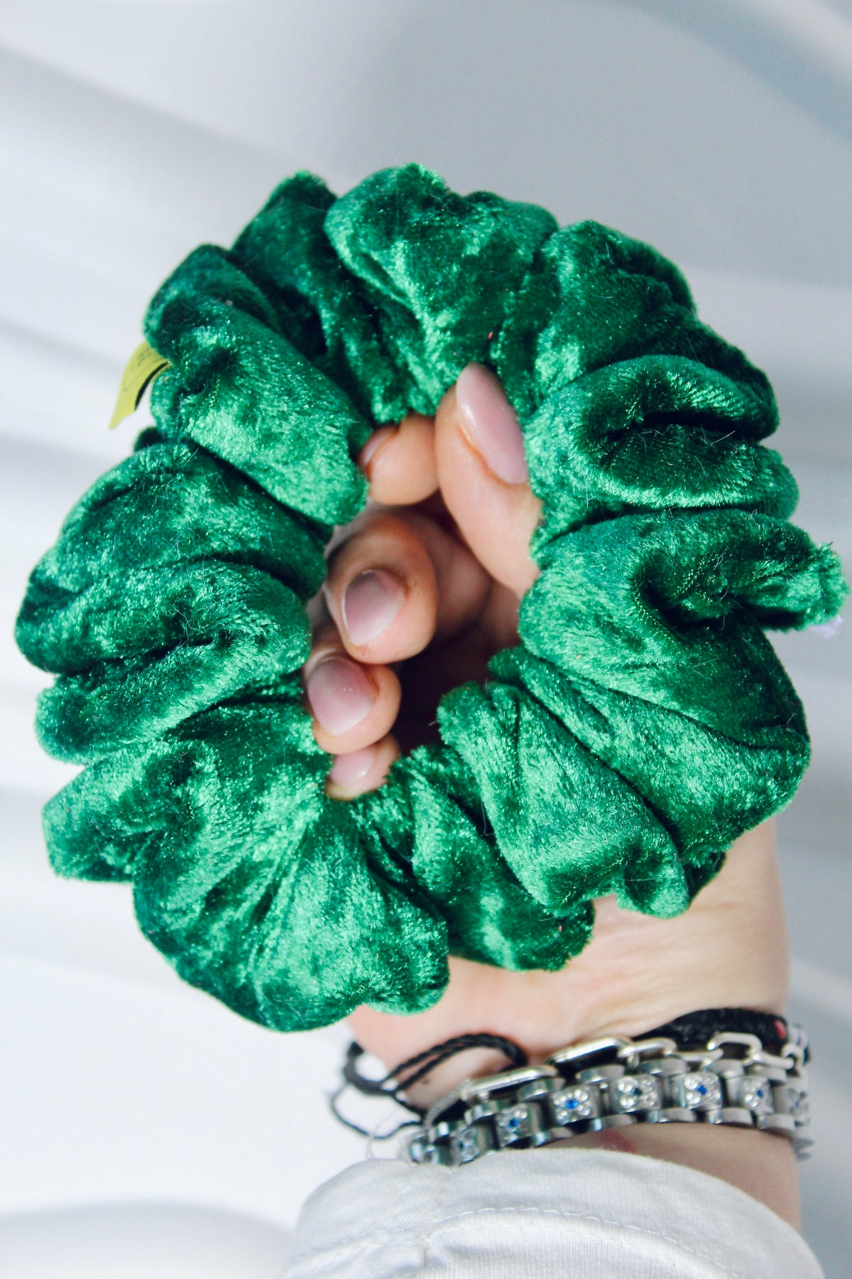 Large Green Velvet Hair Scrunchie