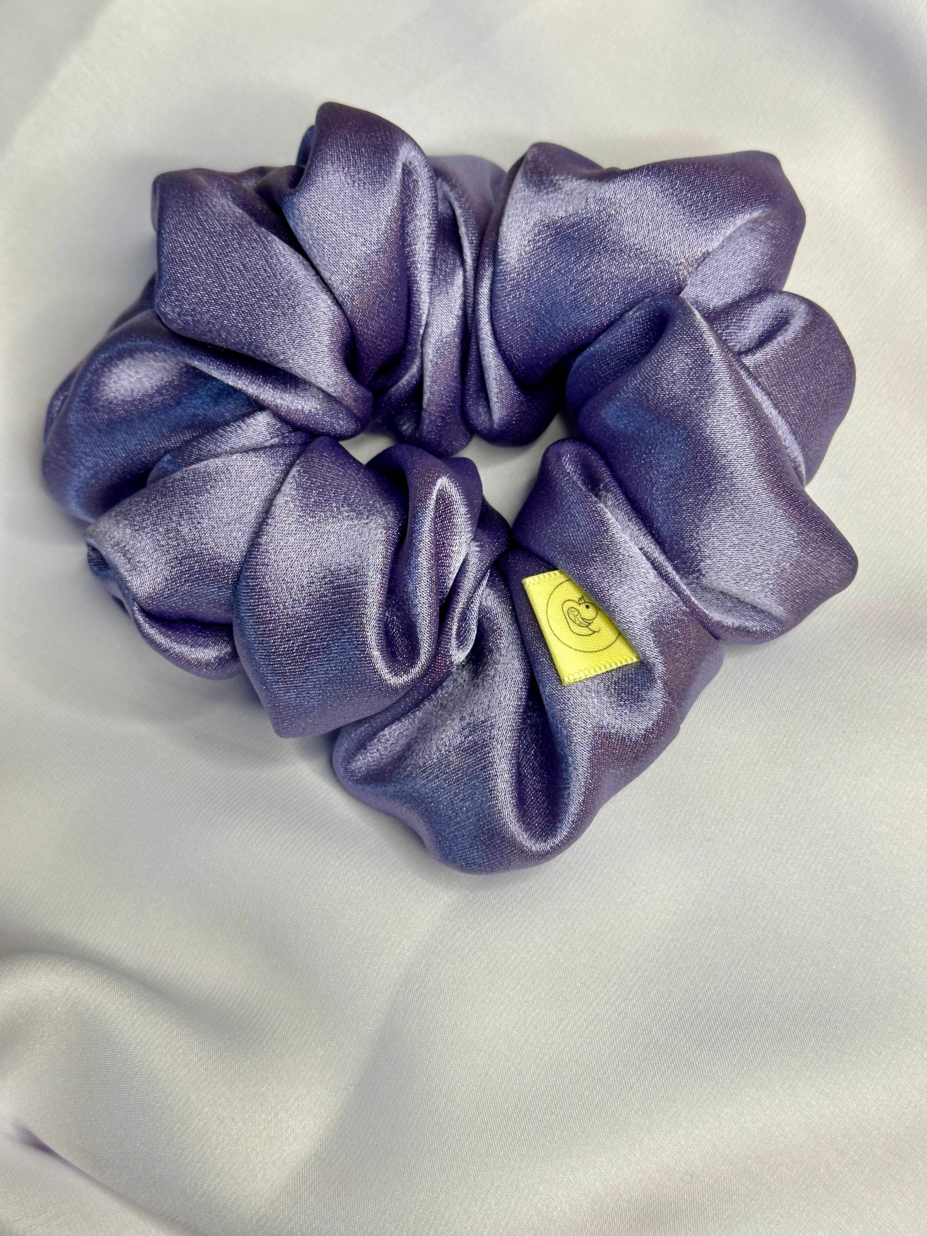 Lilac pastel metallic Satin hair scrunchie