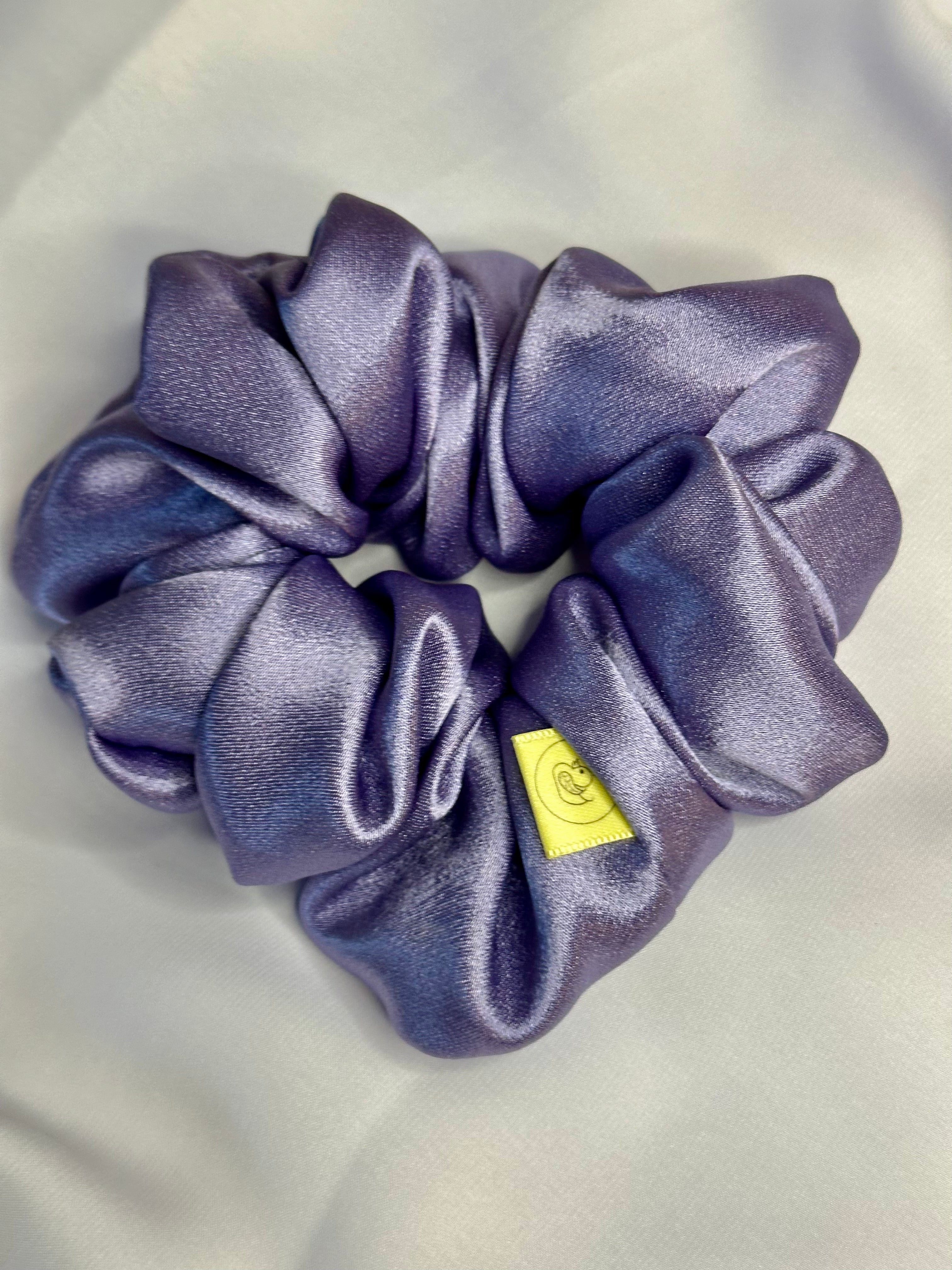 Lilac pastel metallic Satin hair scrunchie