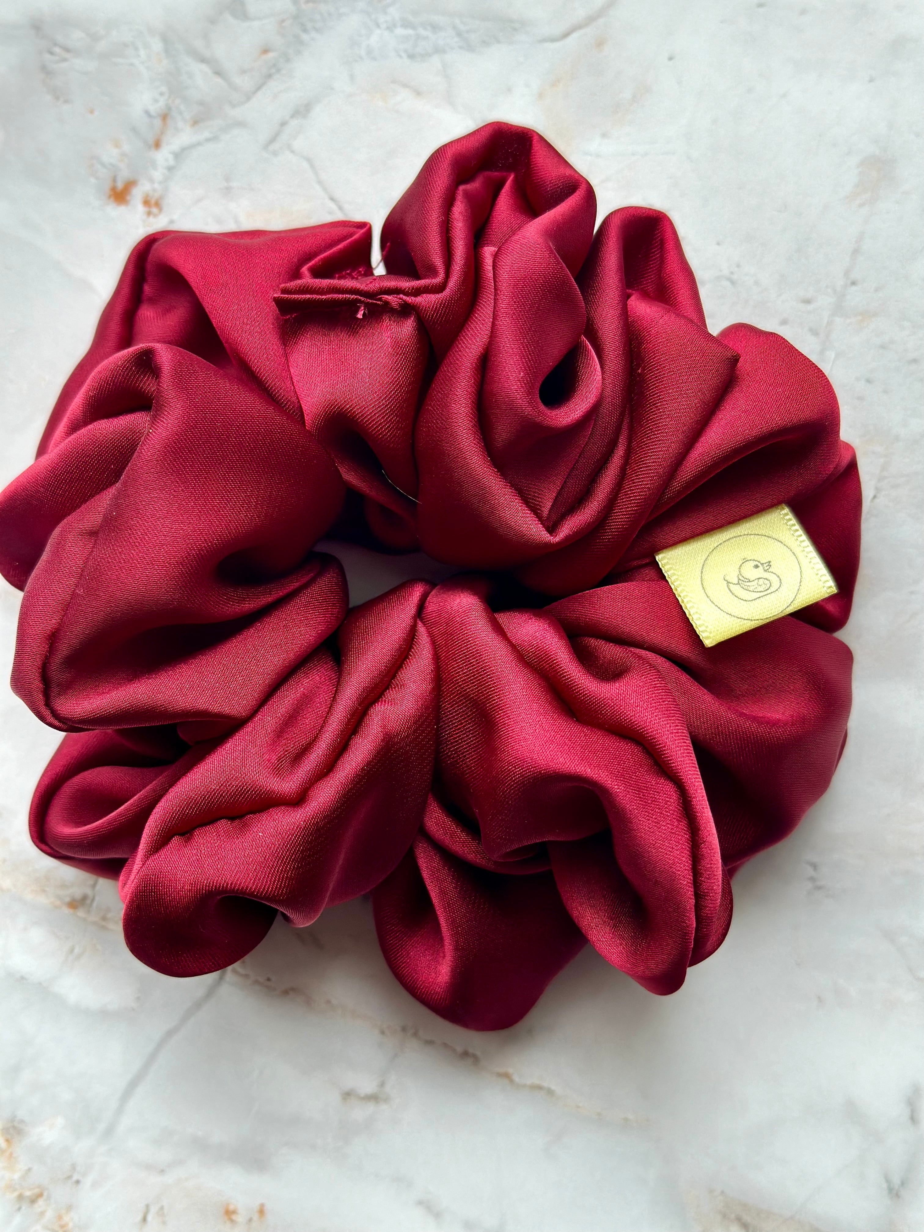 Burgandy Satin Large Hair Scrunchie