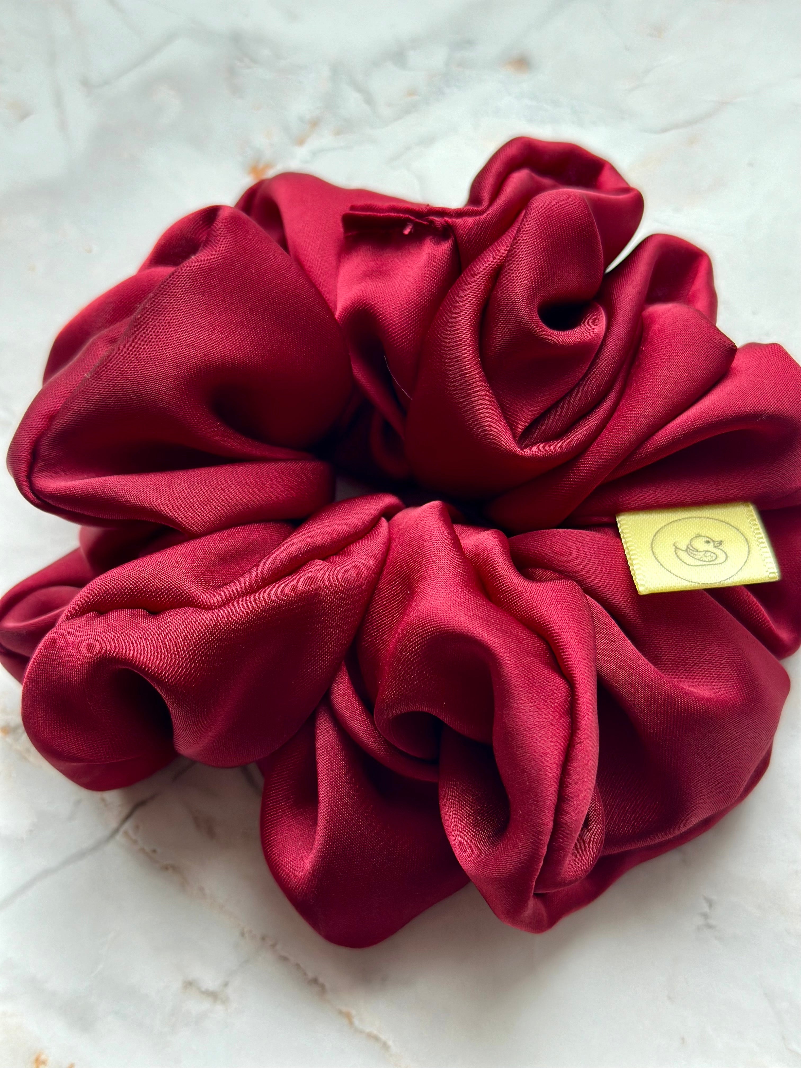 Burgandy Satin Large Hair Scrunchie