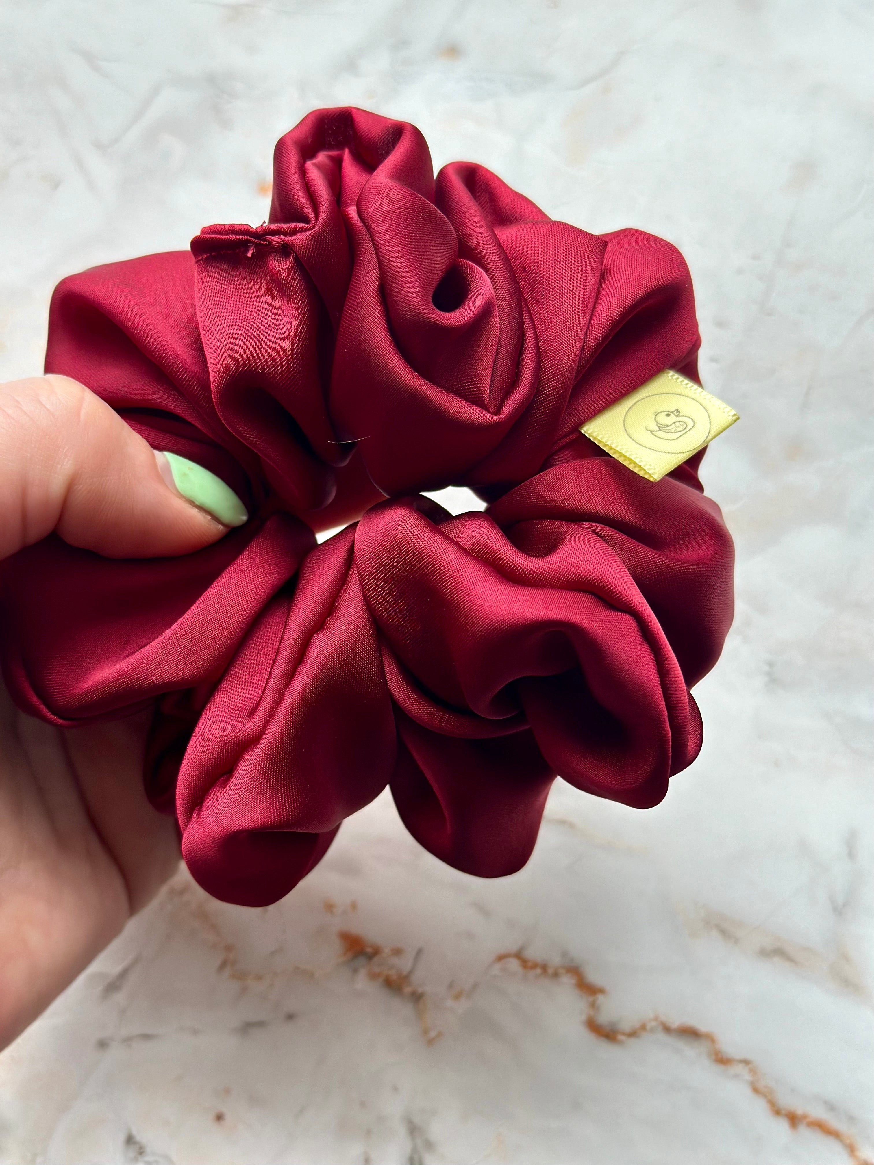 Burgandy Satin Large Hair Scrunchie