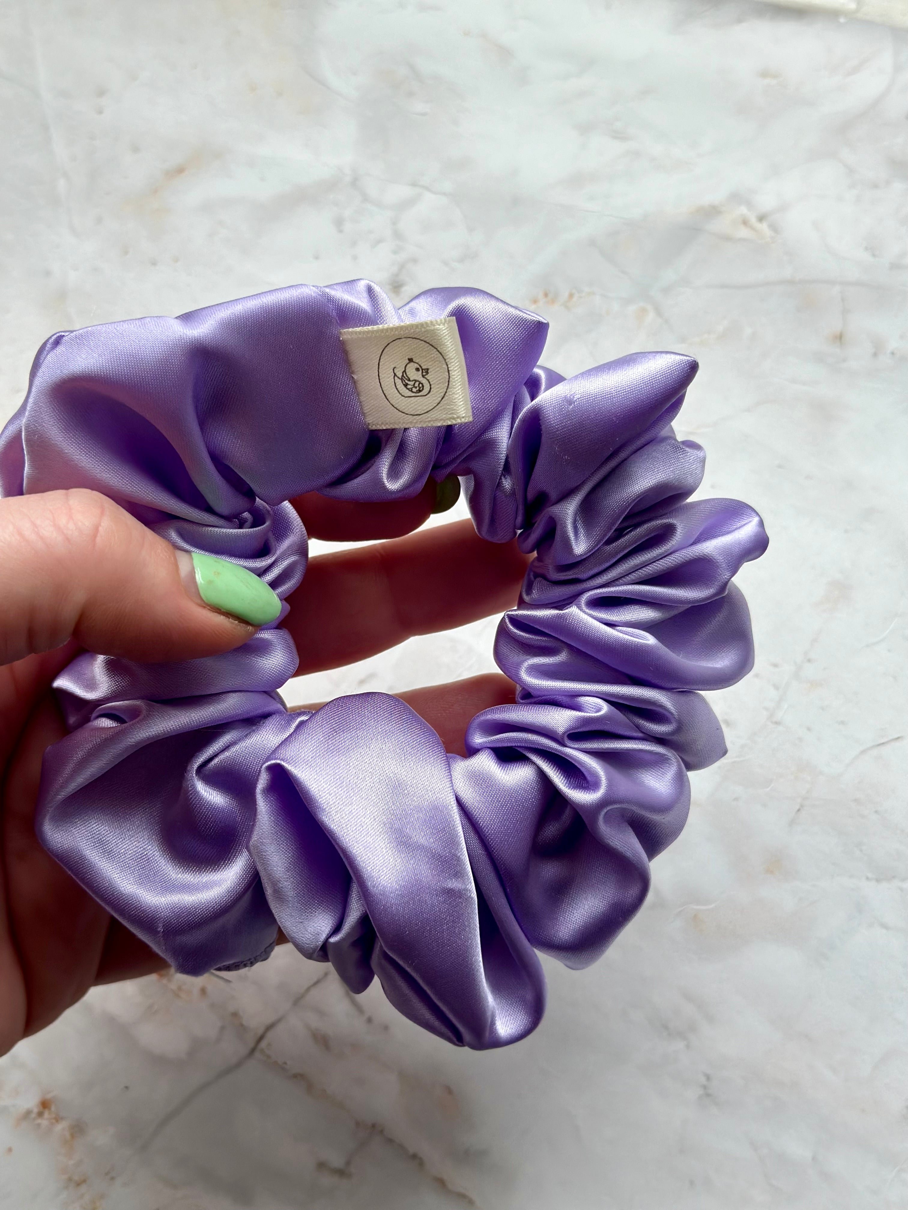 Lilac Satin Hair Scrunchie