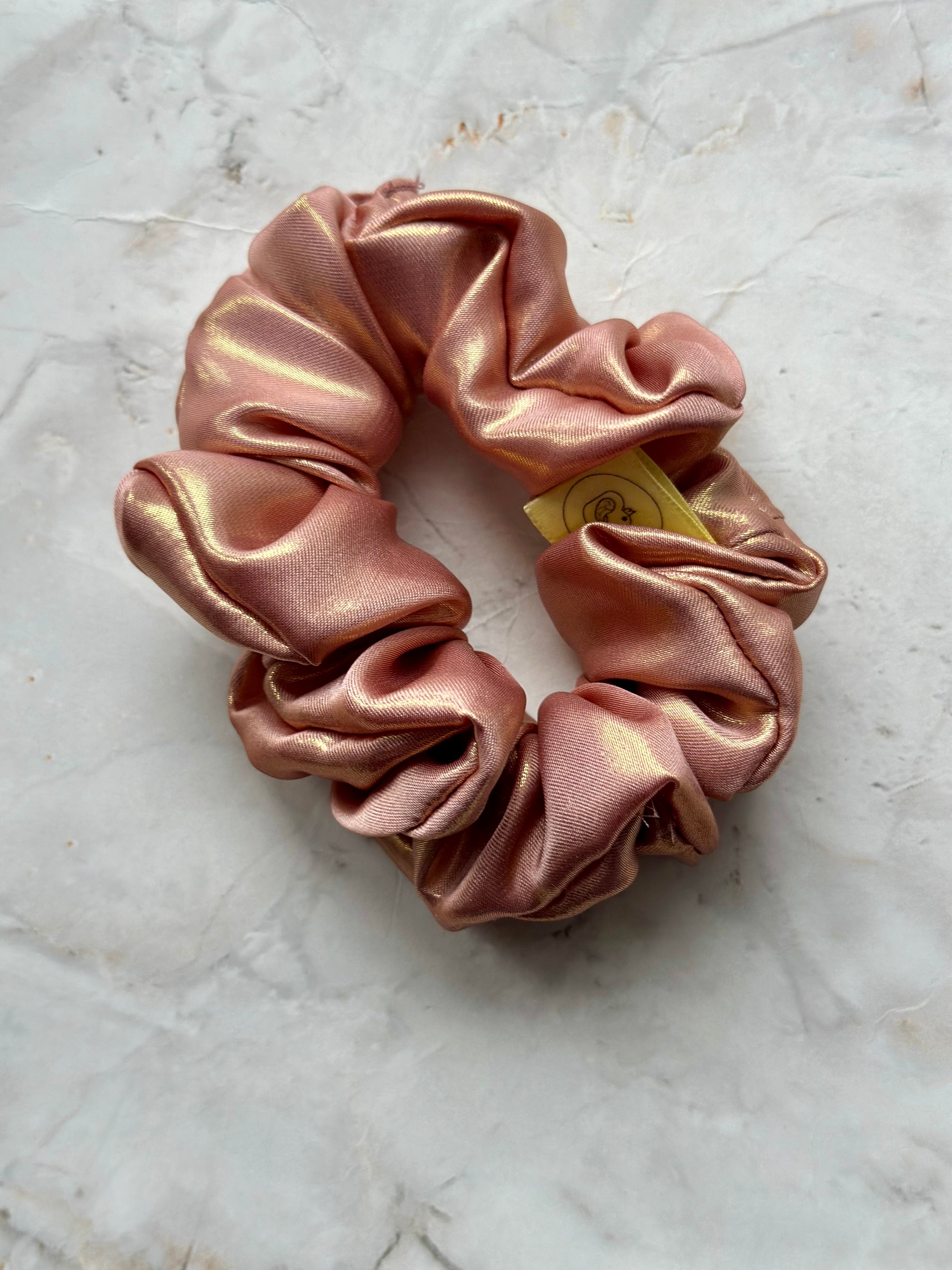 Pretty in Pink metallic Satin Regular hair scrunchie
