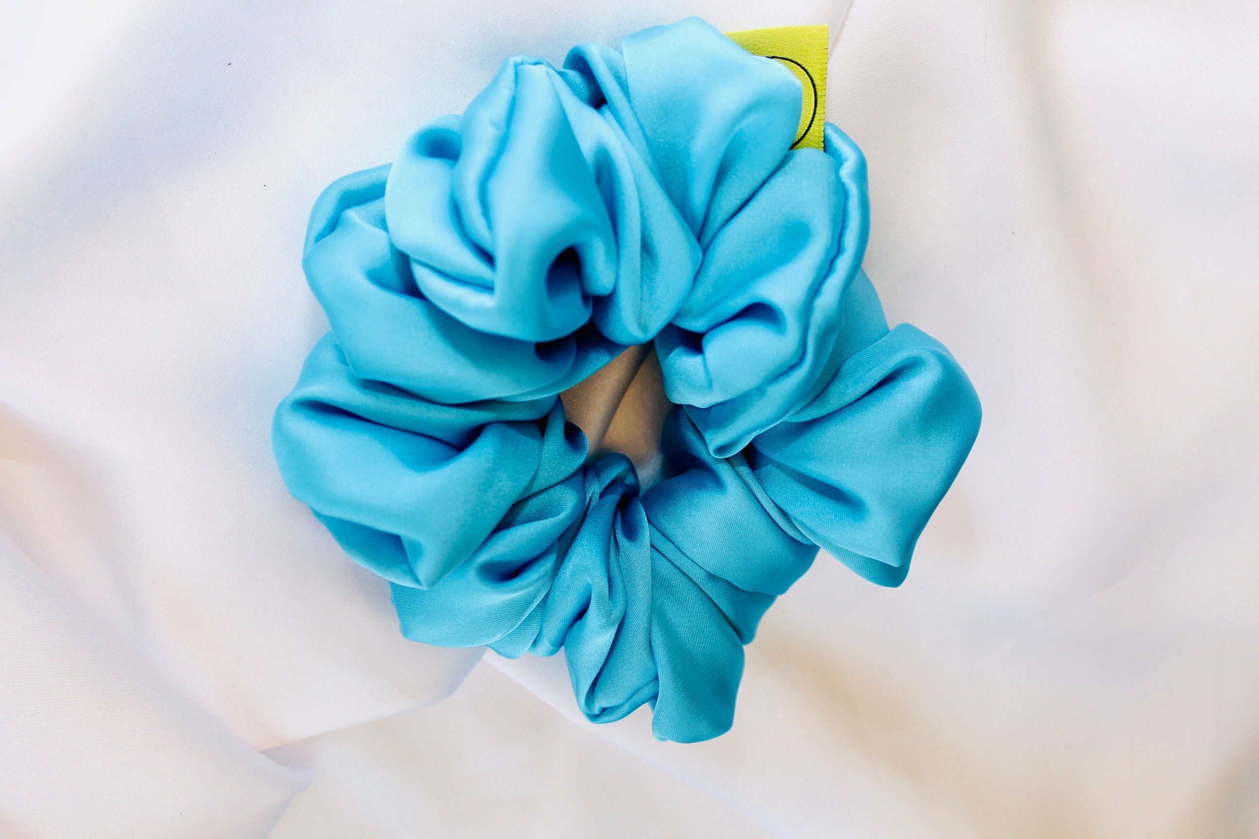 Turquoise Blue satin Large Hair Scrunchie