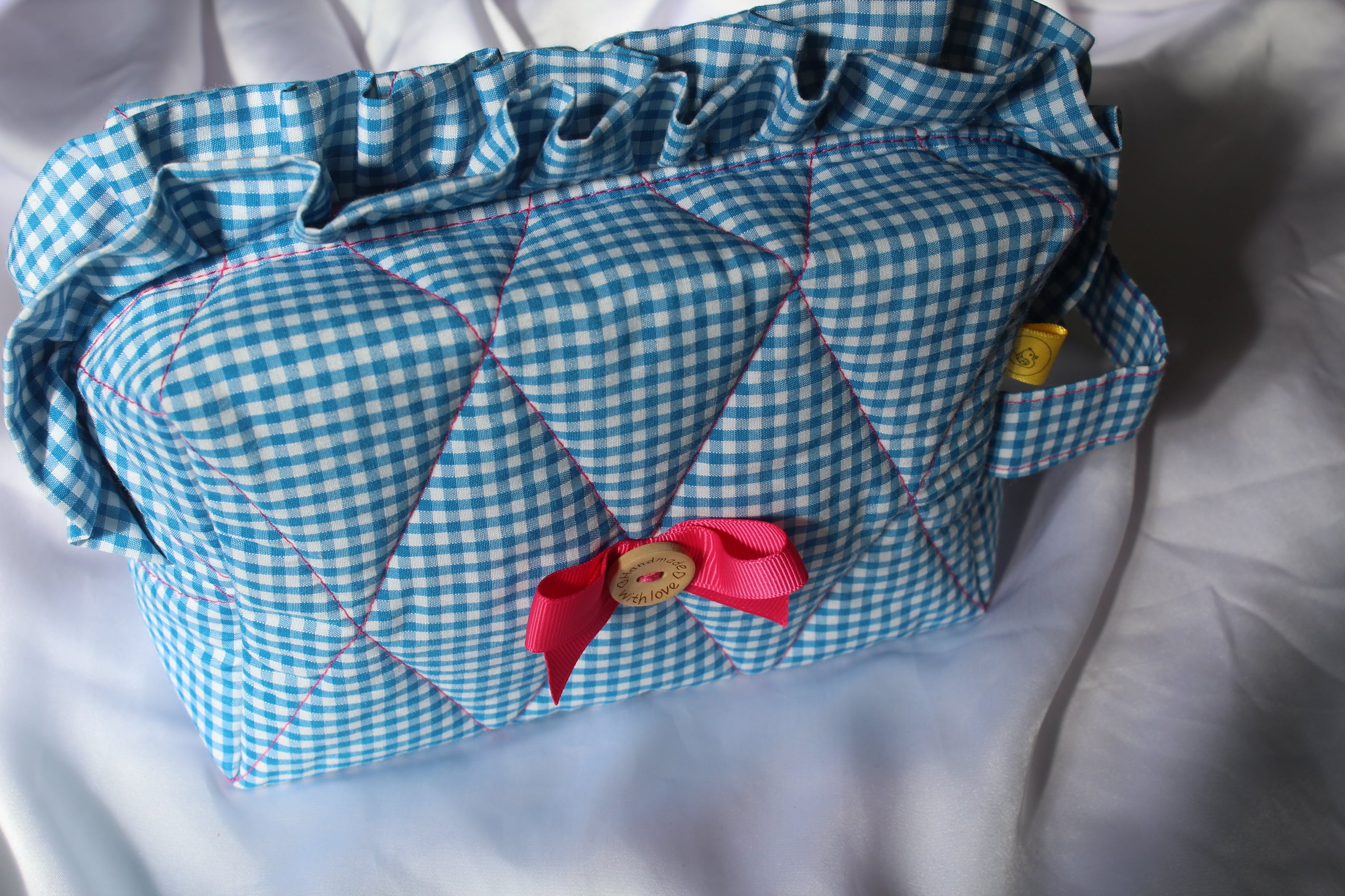 Blue Picnic Box cosmetic carry all makeup bag Large