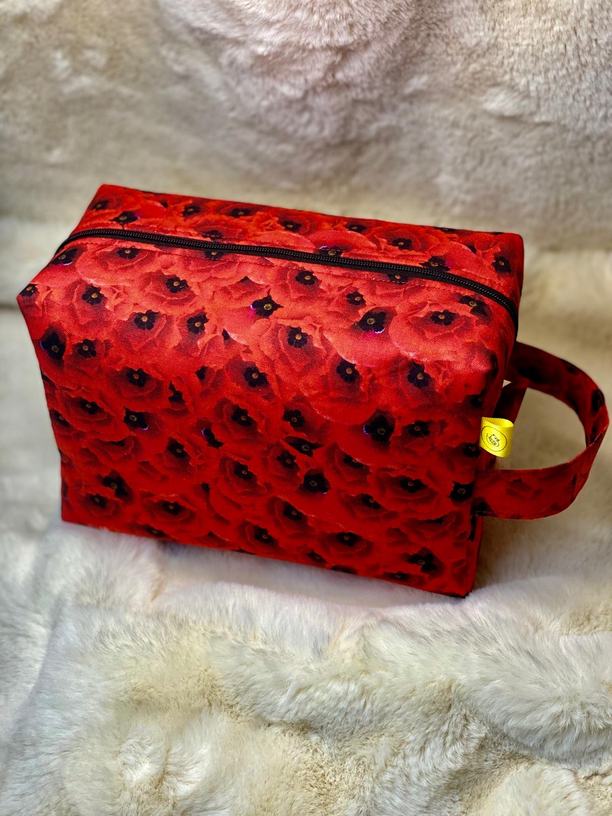Remberance Poppy Box cosmetic makeup bag Large