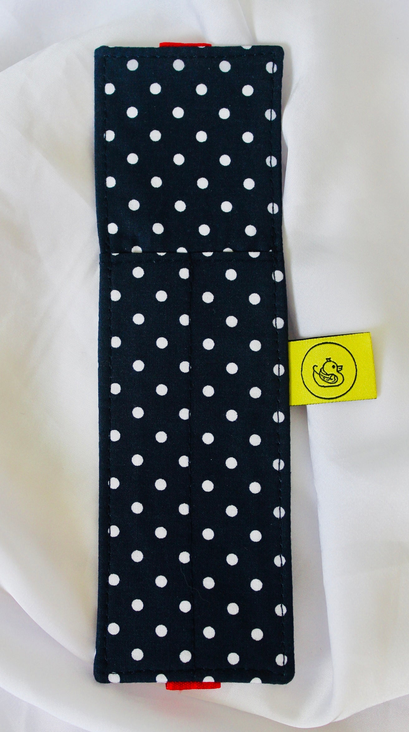 Navy and White polka dot Elastic Notebook Double Pen Holder